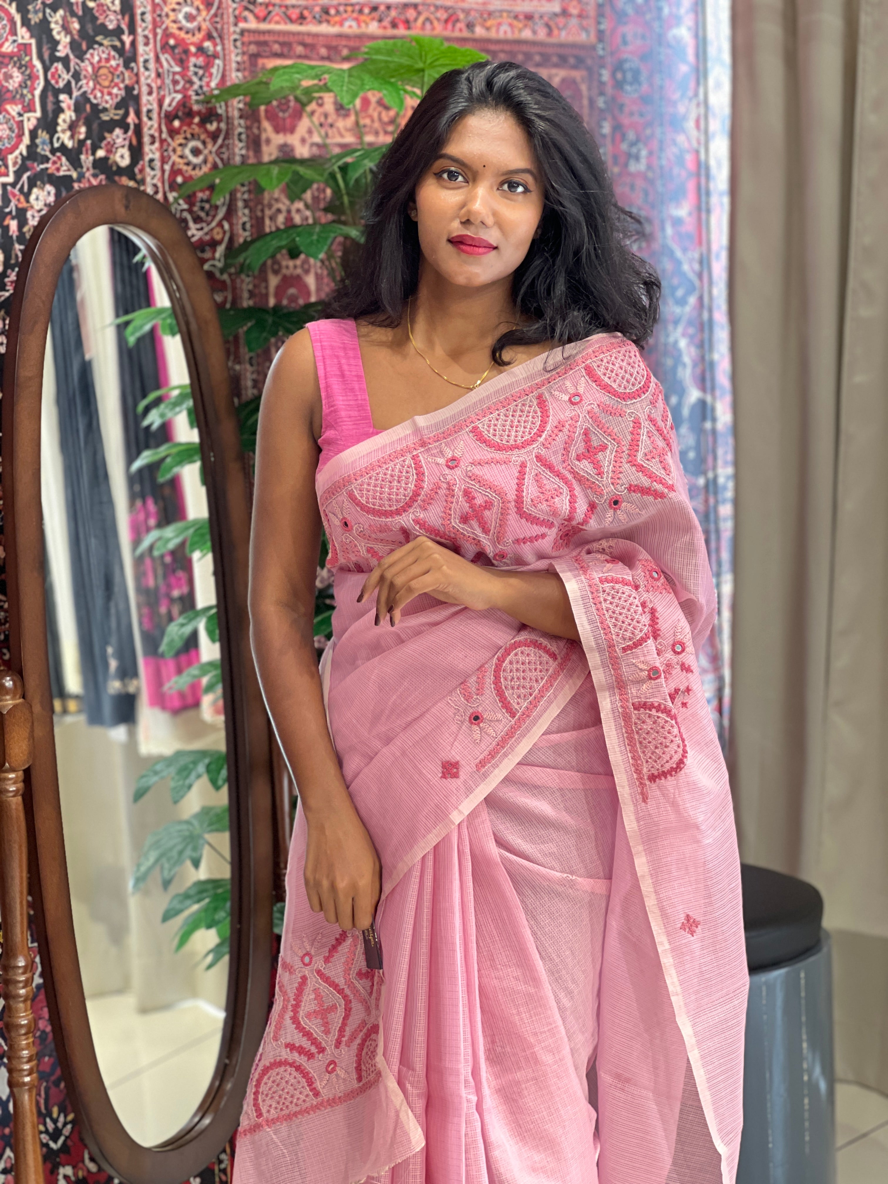 Kutch Work With Mirror Detailed Kota Saree | JSC333