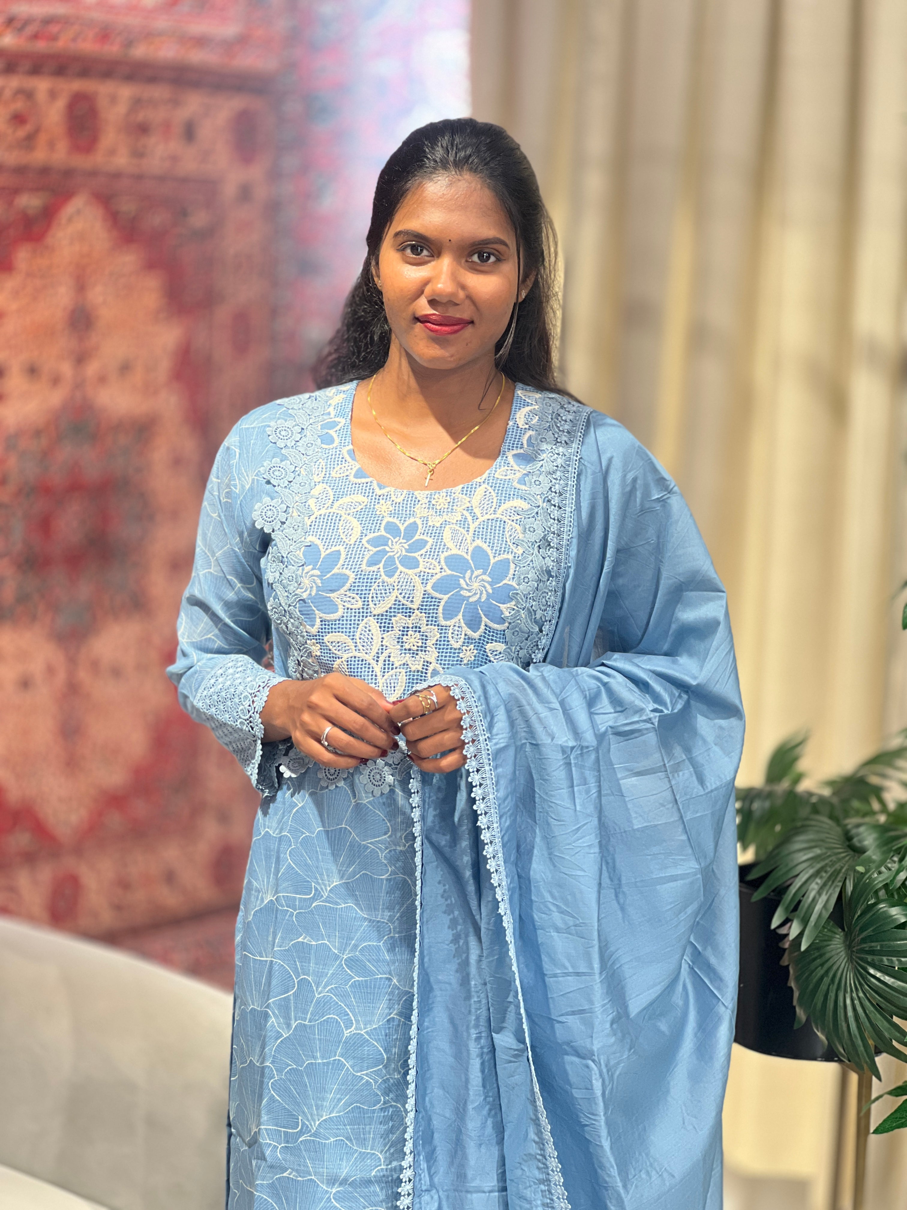 Sublimation Printed Semi Tussar Kurta Set | FW405