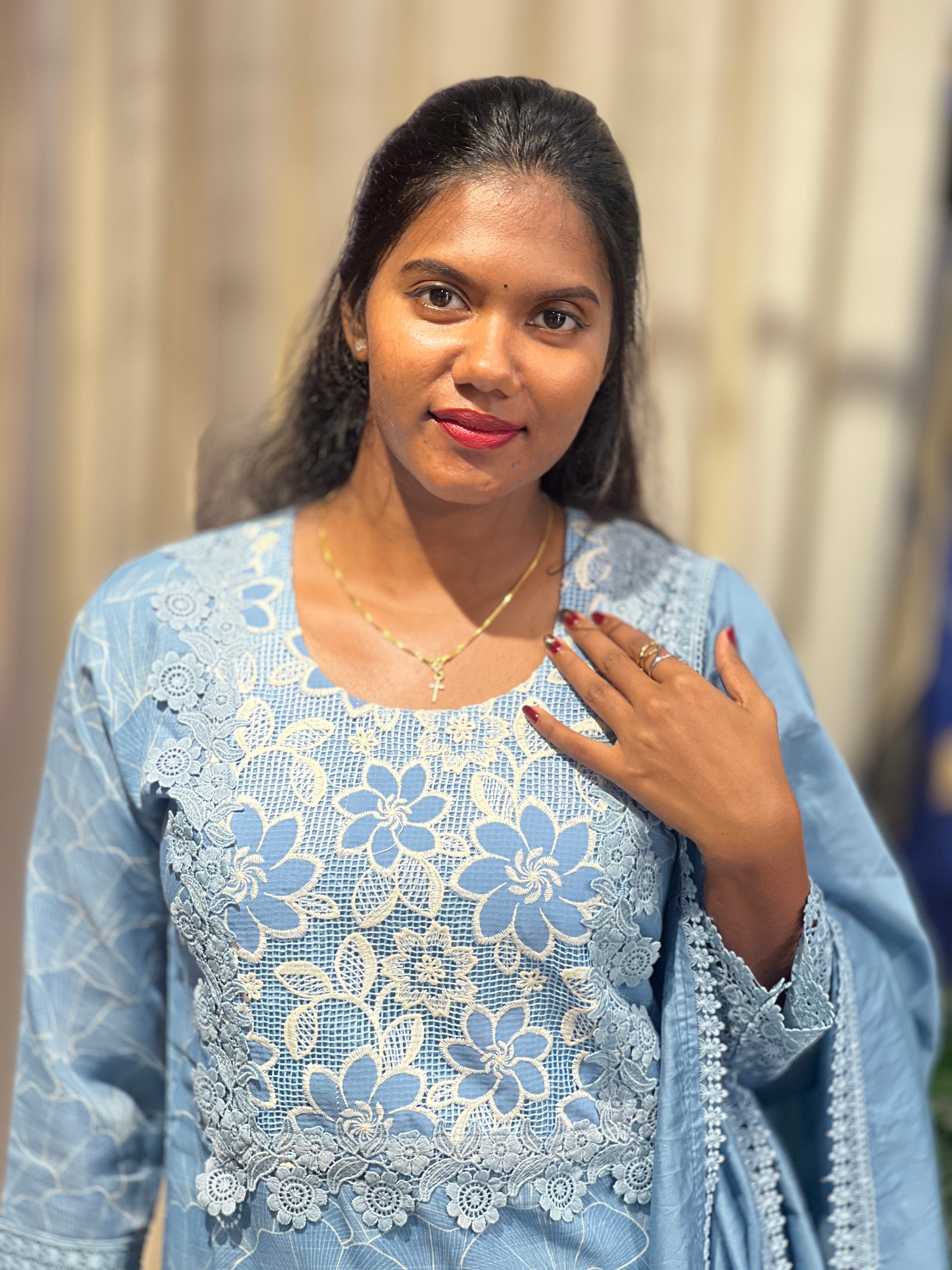 Sublimation Printed Semi Tussar Kurta Set | FW405
