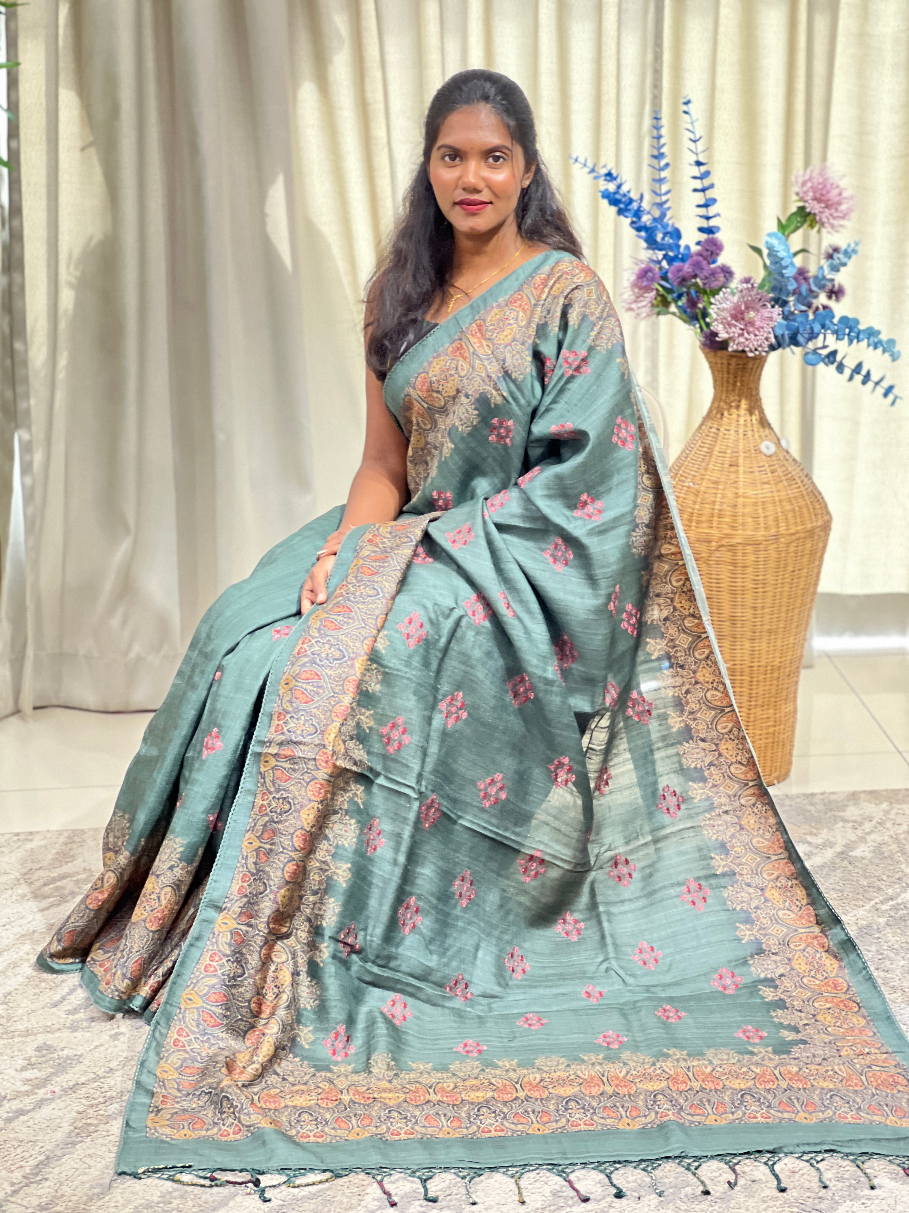 Digital Printed Tussar Saree | SMC205