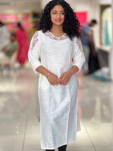 Embroidery Slub Silk Kurta | VS131