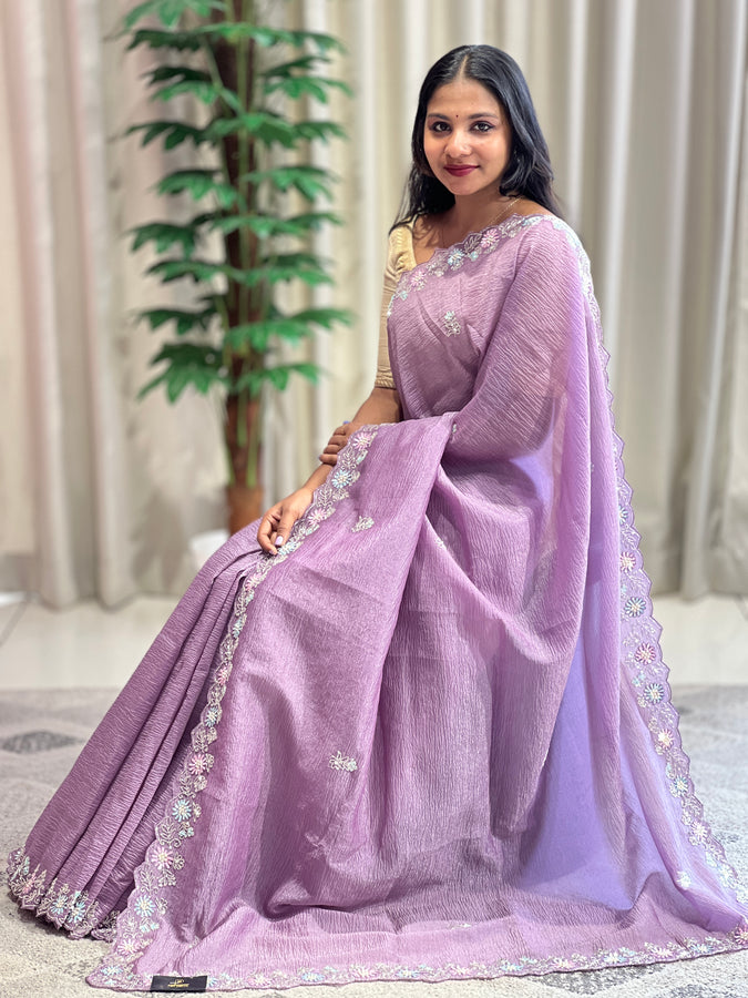 Party Wear Crushed Organza Saree | SBP950