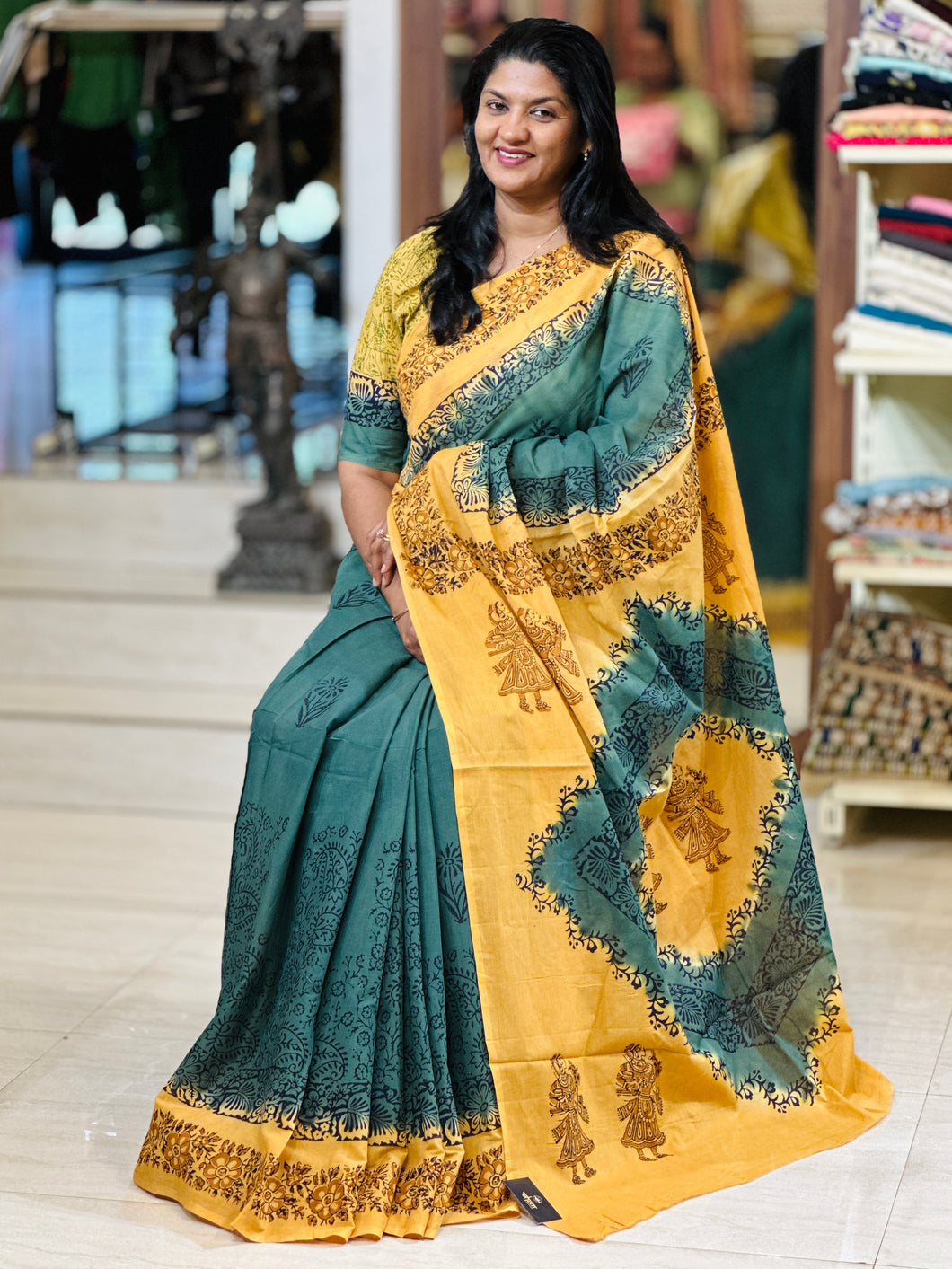 Block Printed Pure Cotton Saree | SF1371