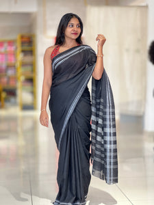 Temple Border Detailed Solid Cotton Saree(Without Blouse) | RP664