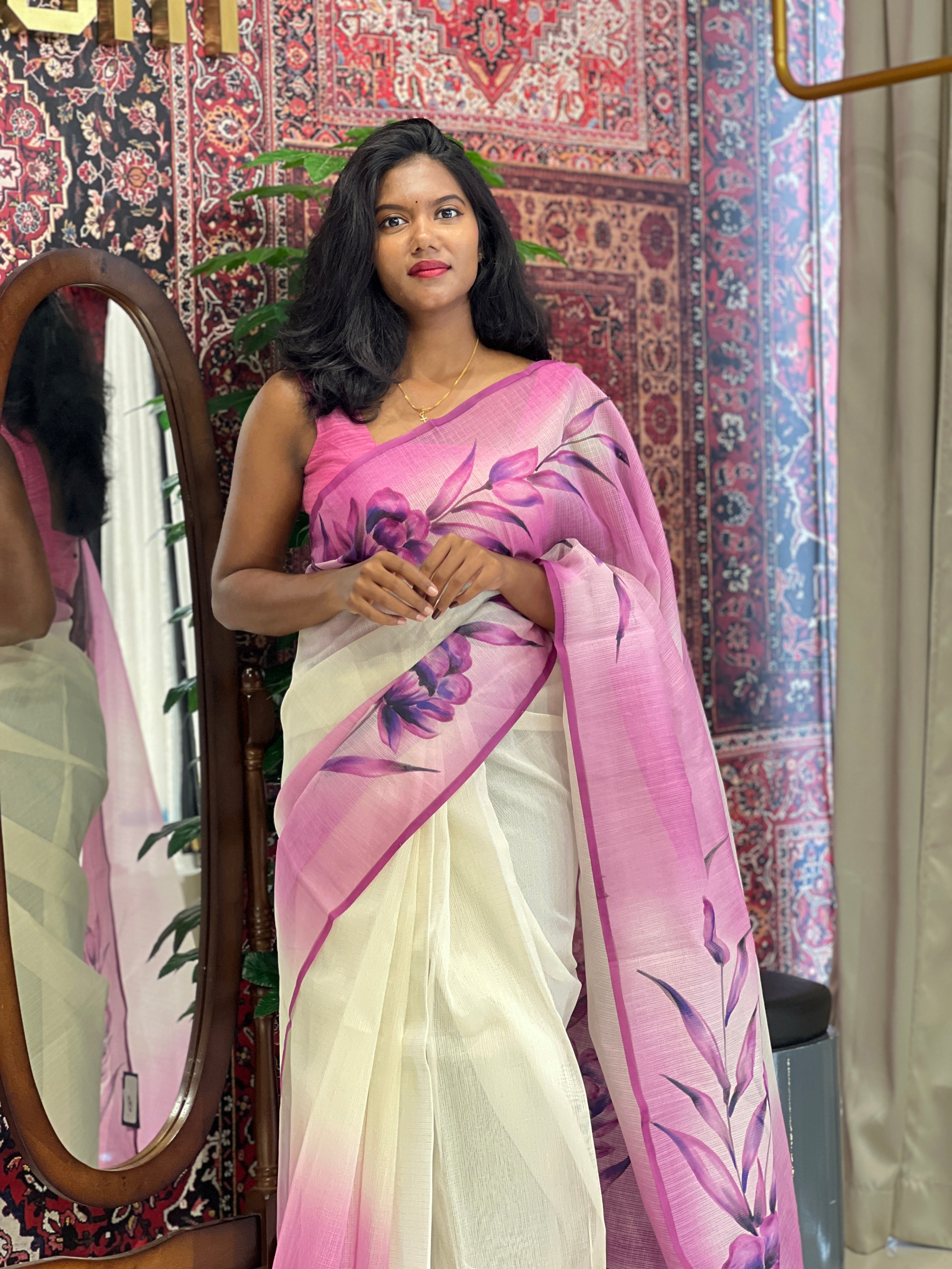 Floral Painted Silky Kota Saree | JSC350
