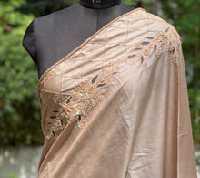 Applique Pattern & Beads Work Soft Tussar Saree | DSA106