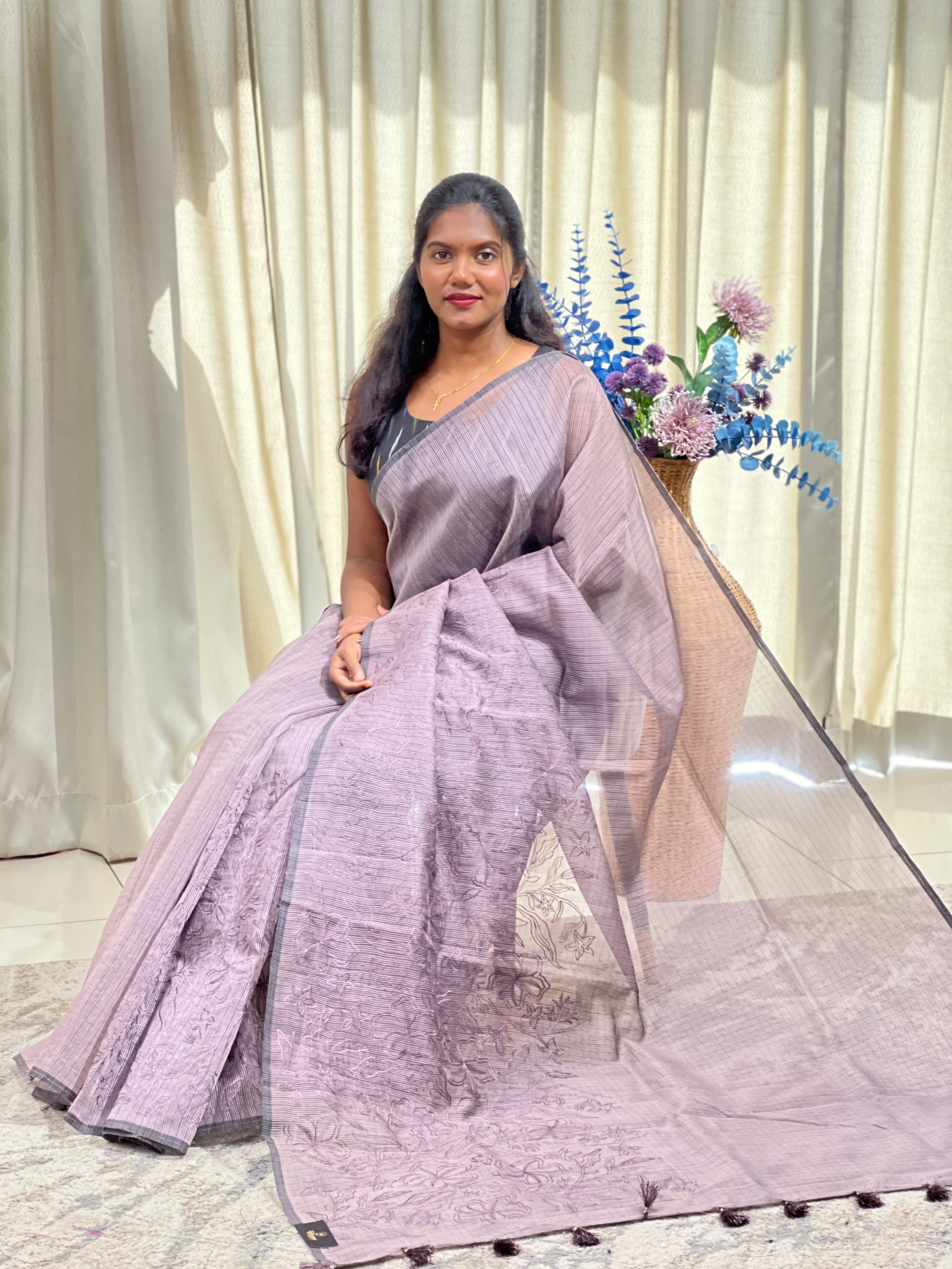 Floral Embroidered Super Net Kota Saree | ZSS312