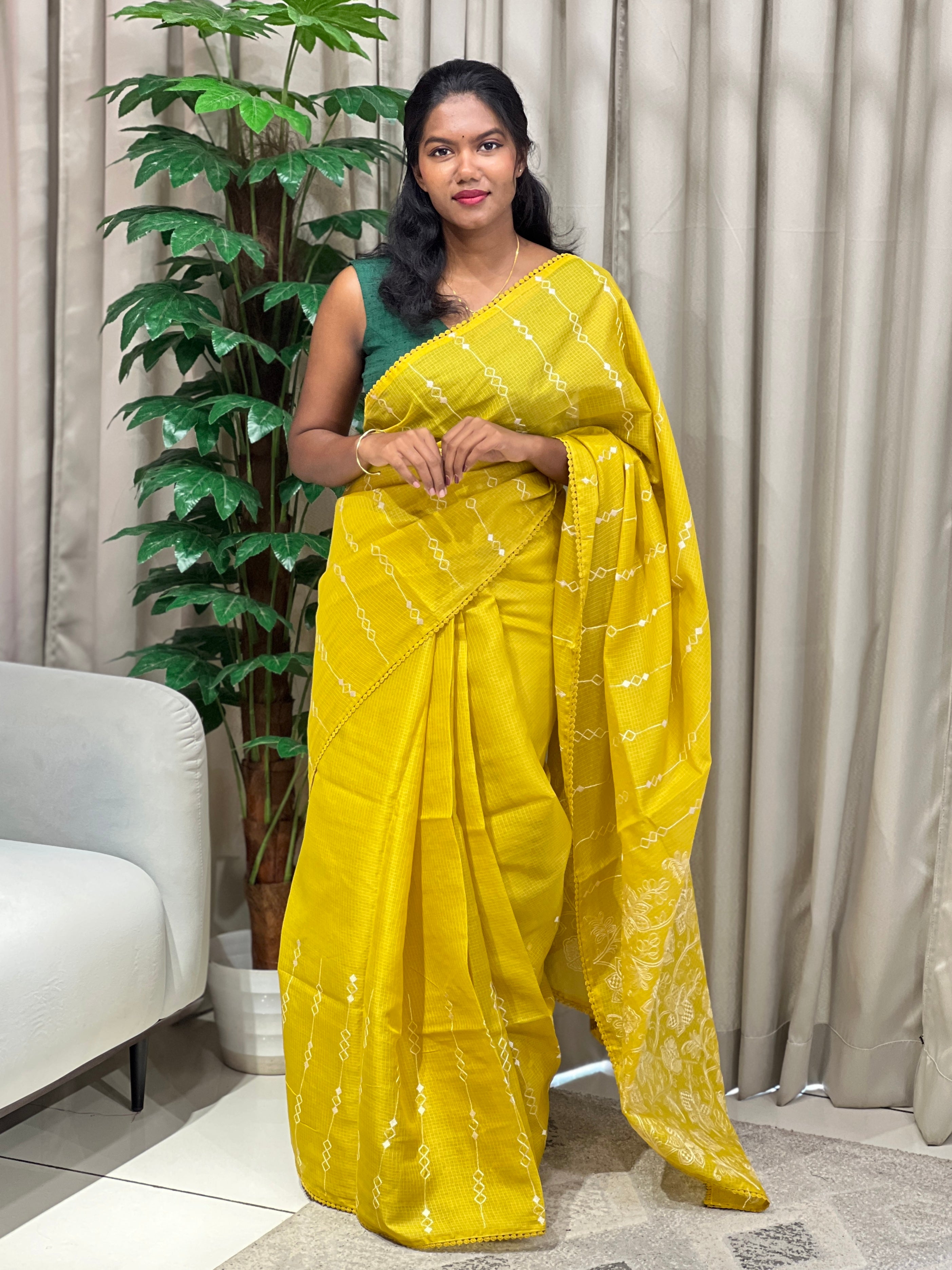 Machine Embroidered Supernet Kota Saree | BLD2029