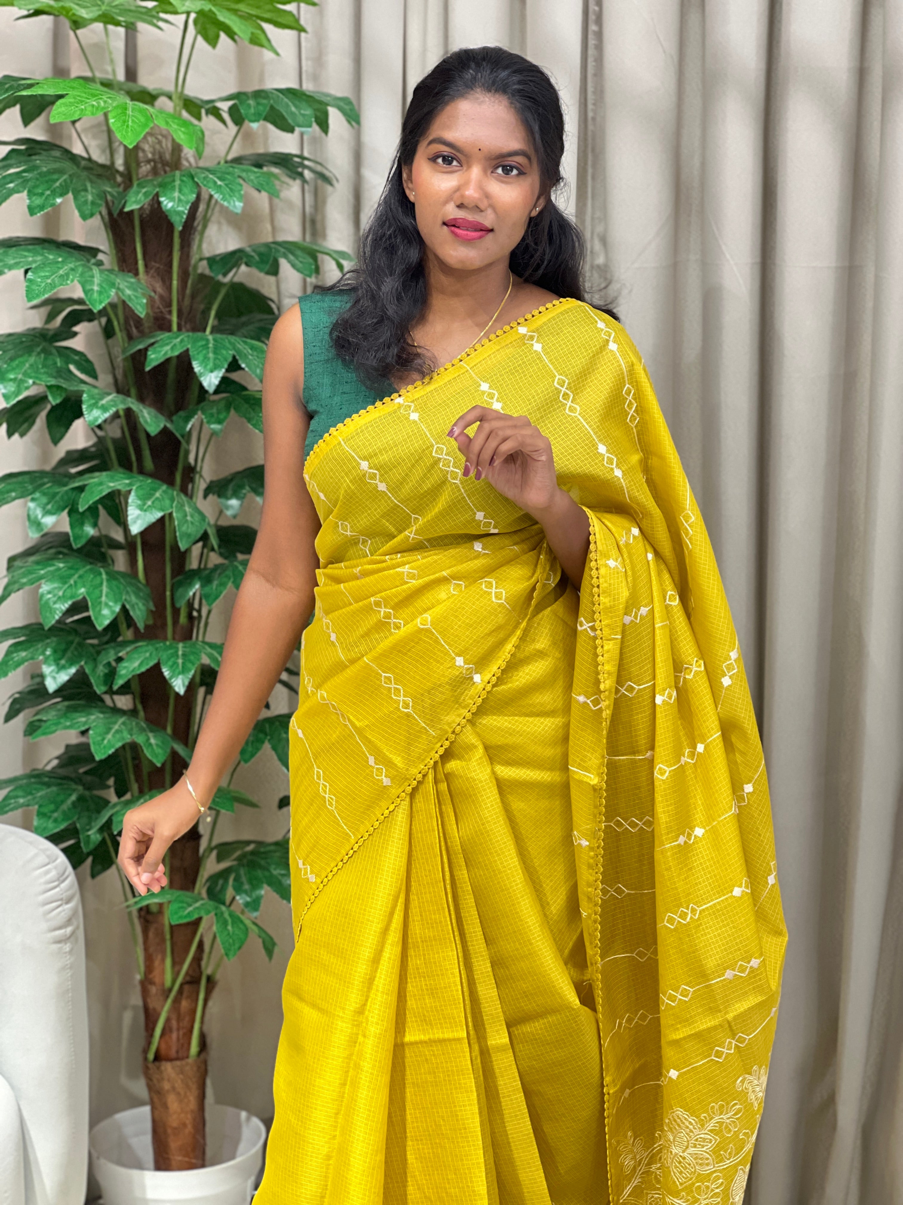 Machine Embroidered Supernet Kota Saree | BLD2029