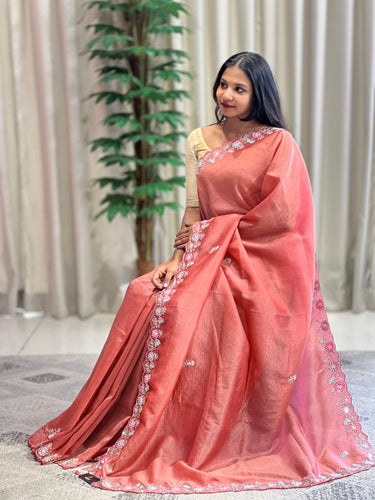 Party Wear Crushed Organza Saree |  SBP953