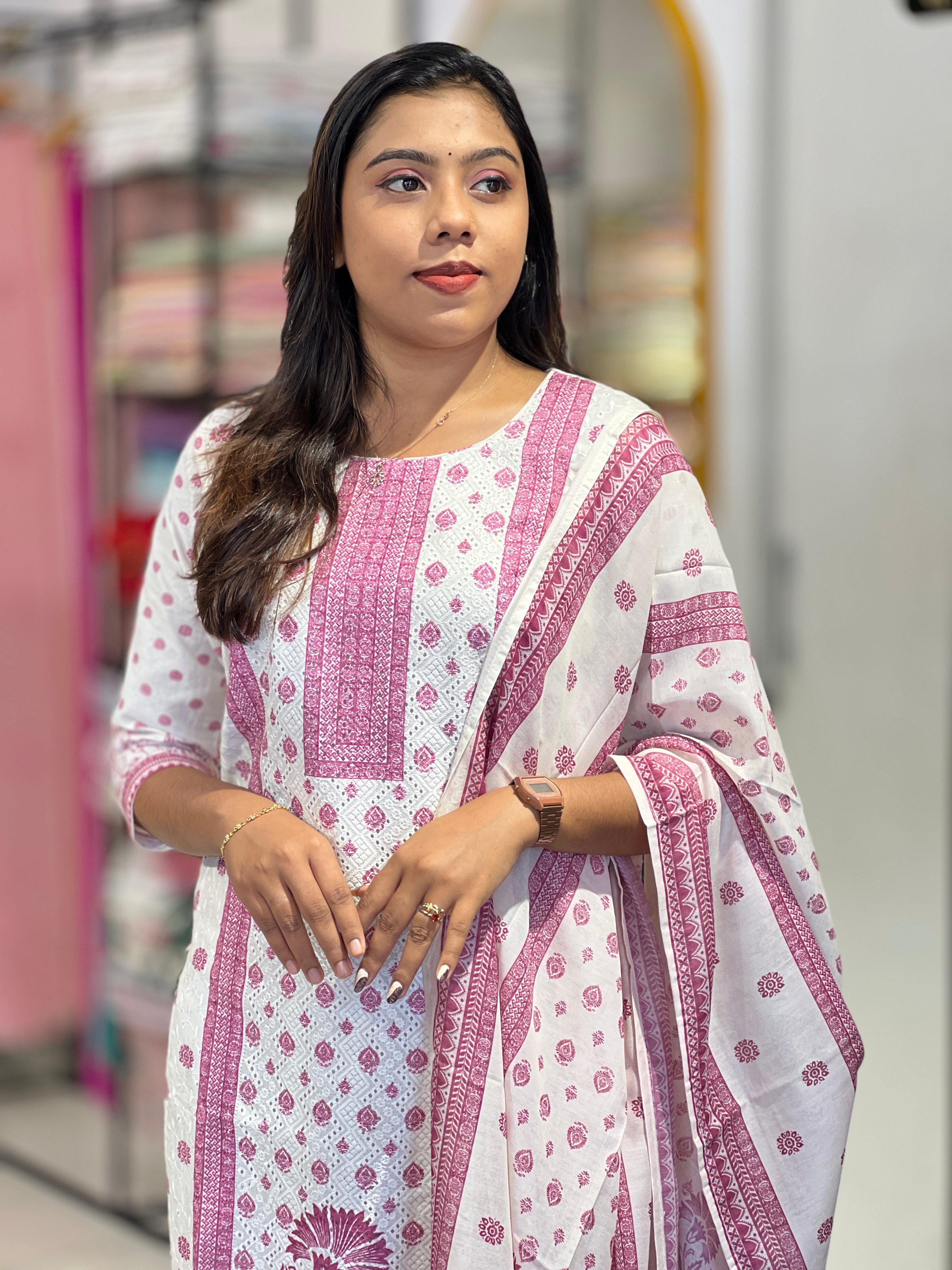Floral Printed Pattern Cotton Kurta Set | FW391