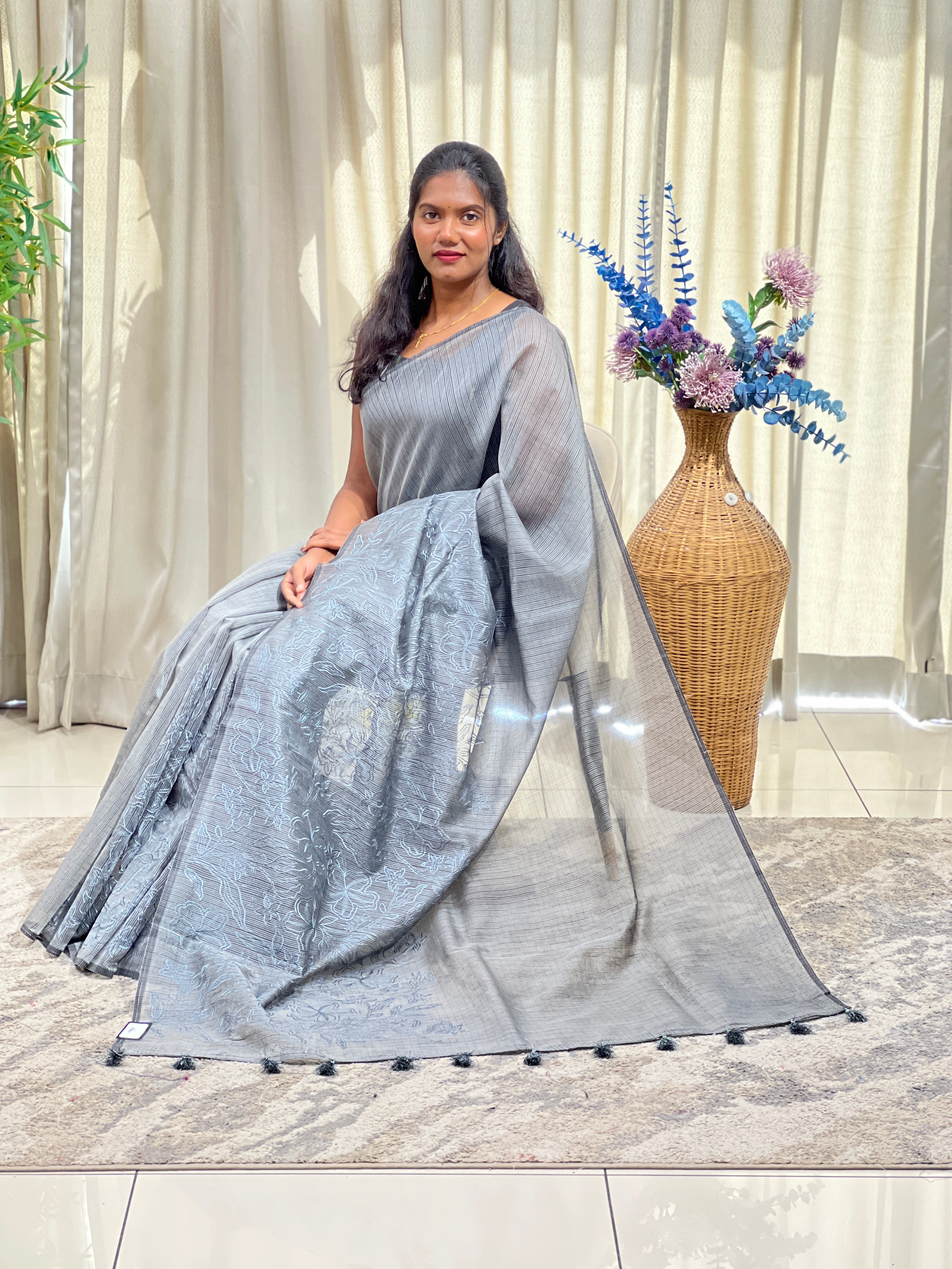 Floral Embroidered Super Net Kota Saree | ZSS311