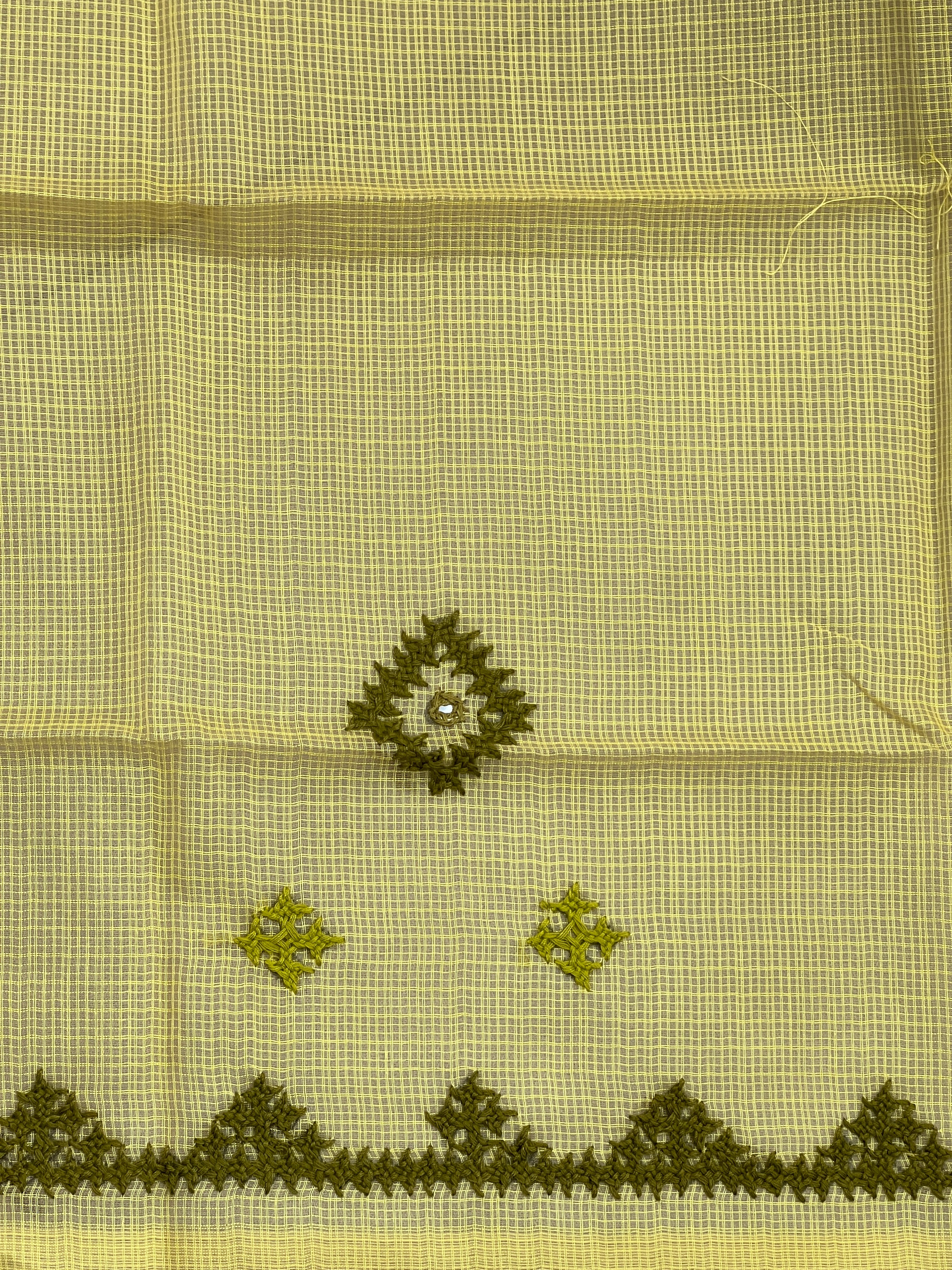 Kutch Work Detailed  Muga Check Organza Saree |JSC454