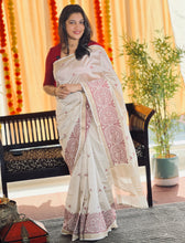 Computerized Machine Kantha Embroidery Detailed Semi Silk Saree | GAR130