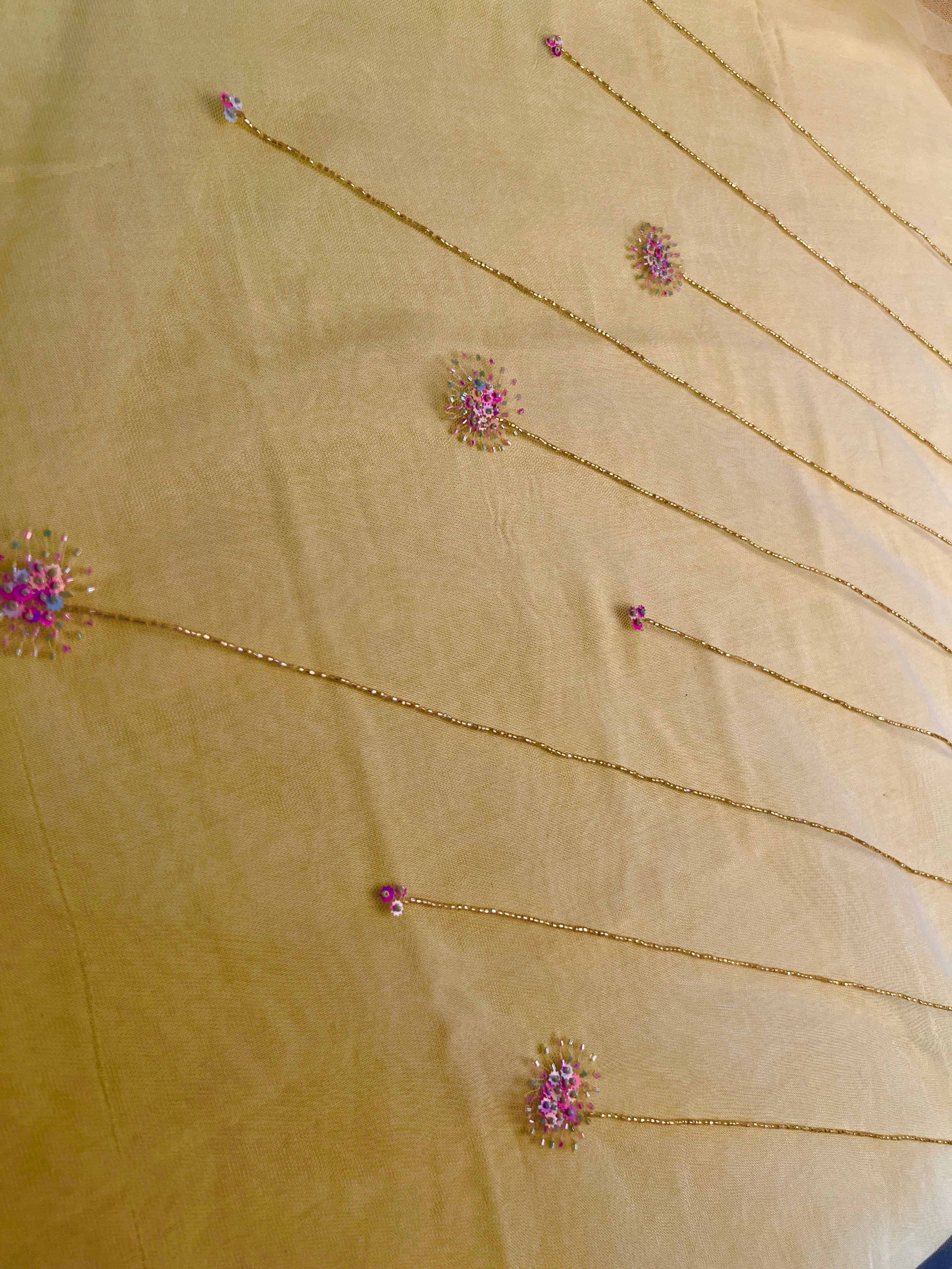 Beads Work Embroidered Net Saree | DSA104