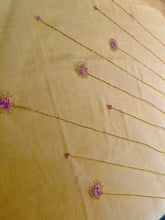 Lemon Yellow Beads Work Embroidery Net Saree | DSA104
