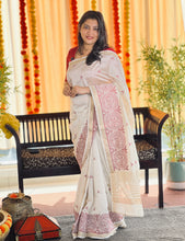 Computerized Machine Kantha Embroidery Detailed Semi Silk Saree | GAR130