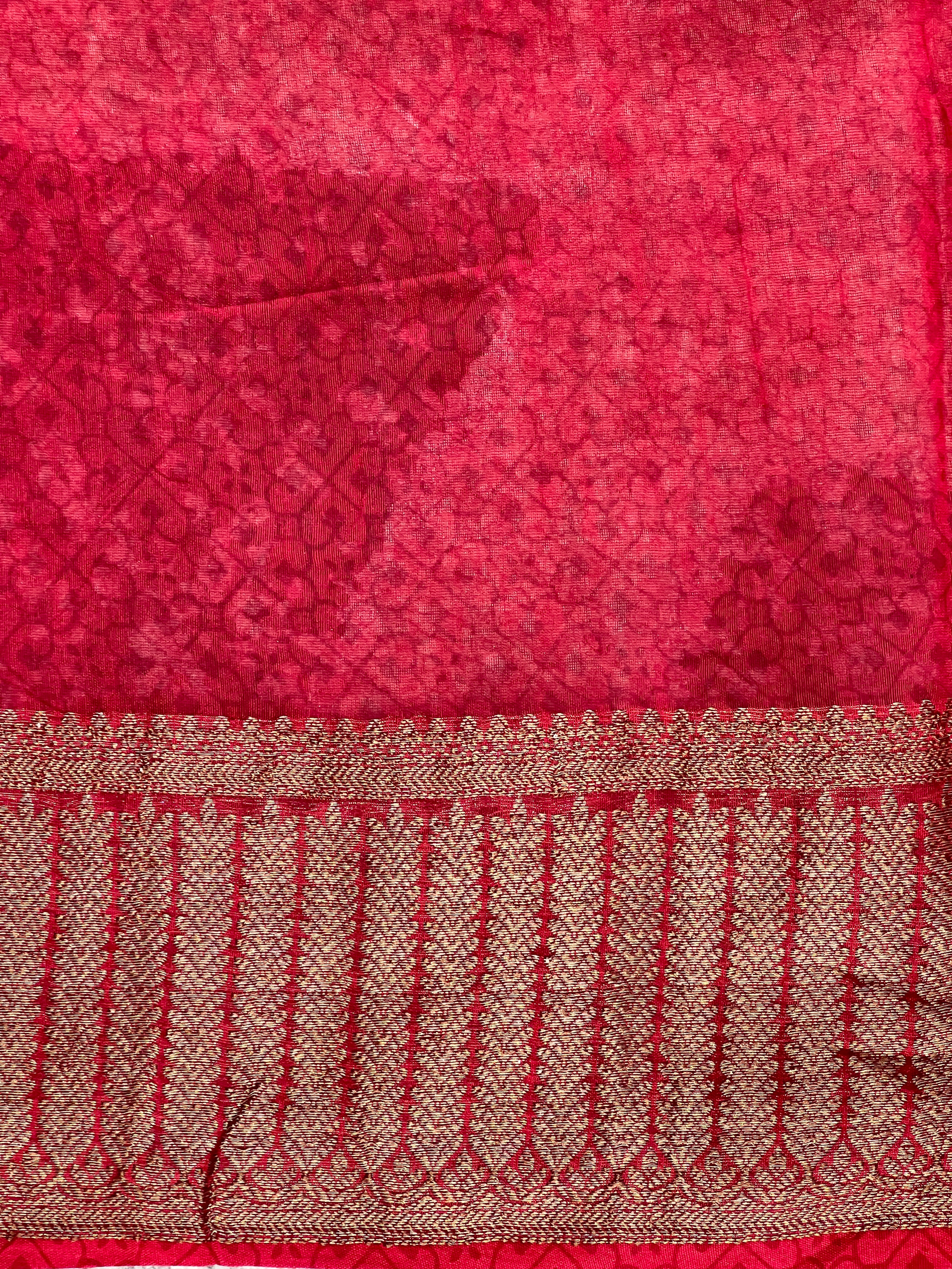 Geometric Printed Chanderi Saree | RGD966R