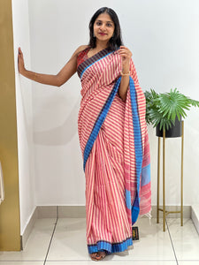 Stripe Patterned Cotton Saree (Without Blouse) | RP678