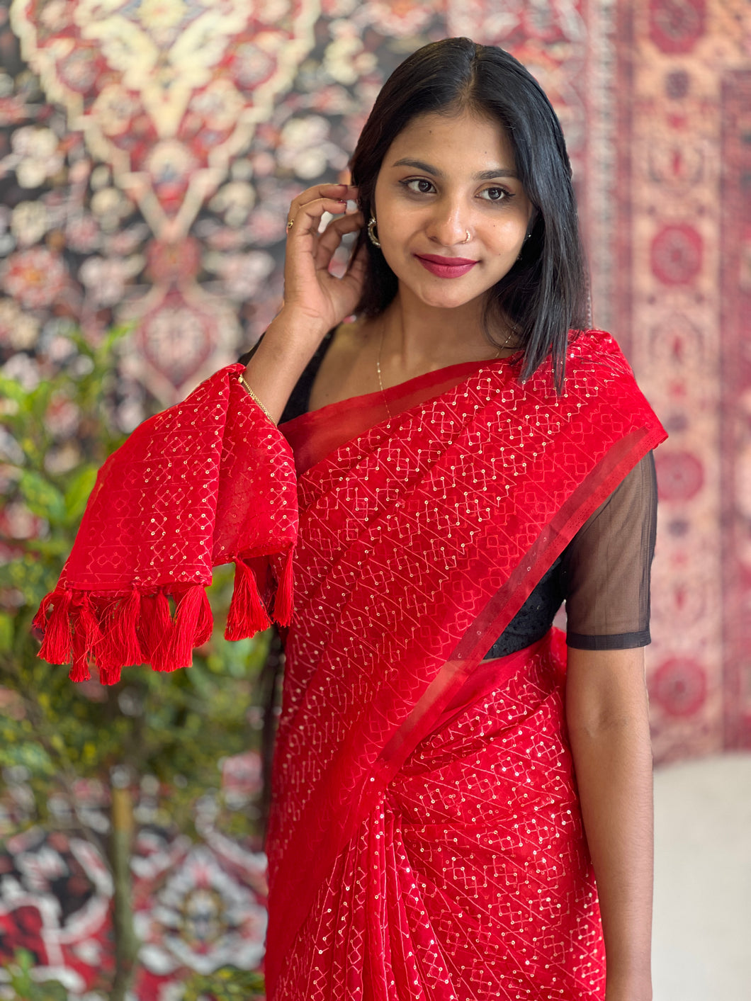 Machine Embroidered Organza Saree |  PDS101