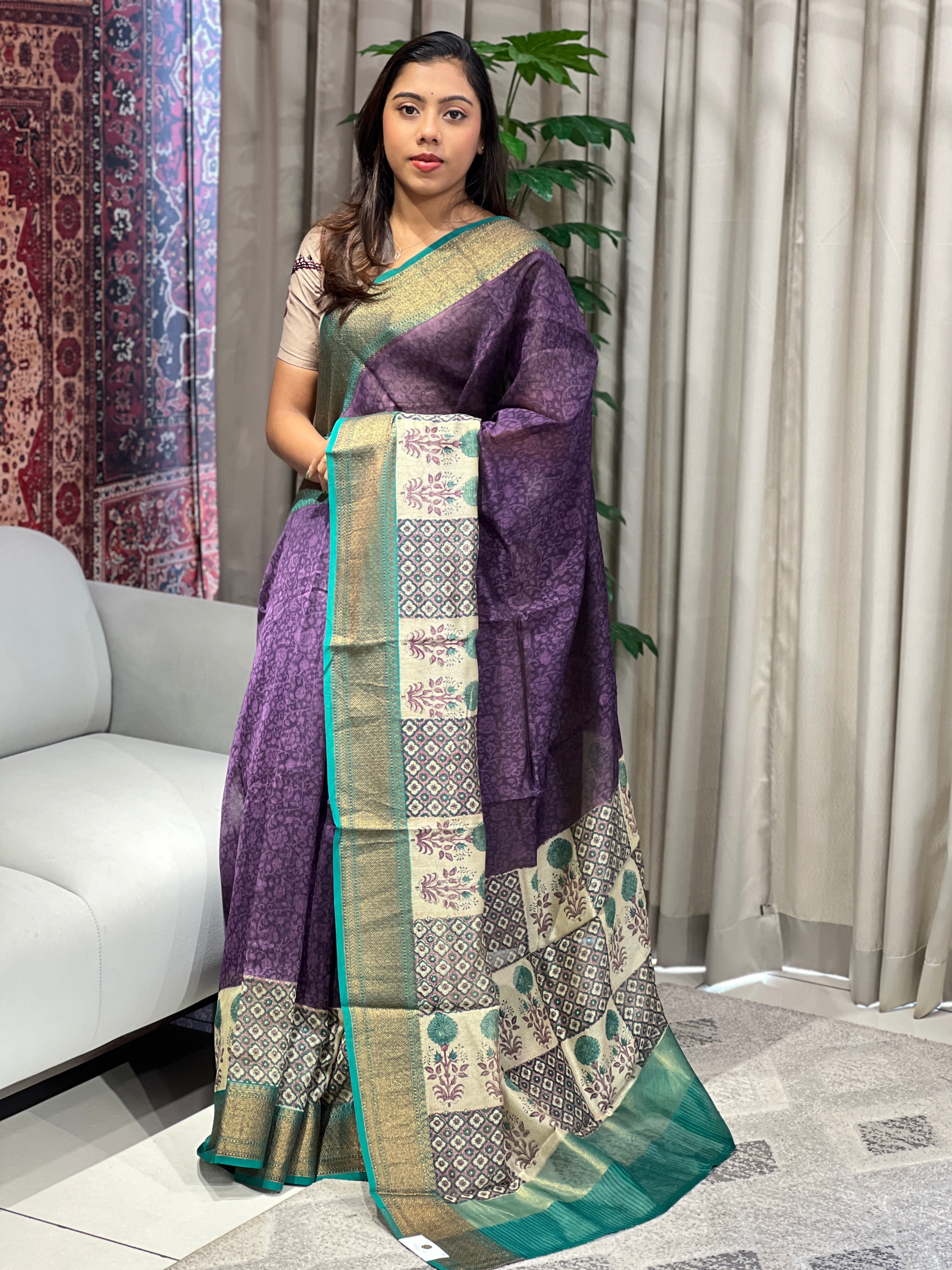 Jaal Printed Chanderi Saree | RGD973R