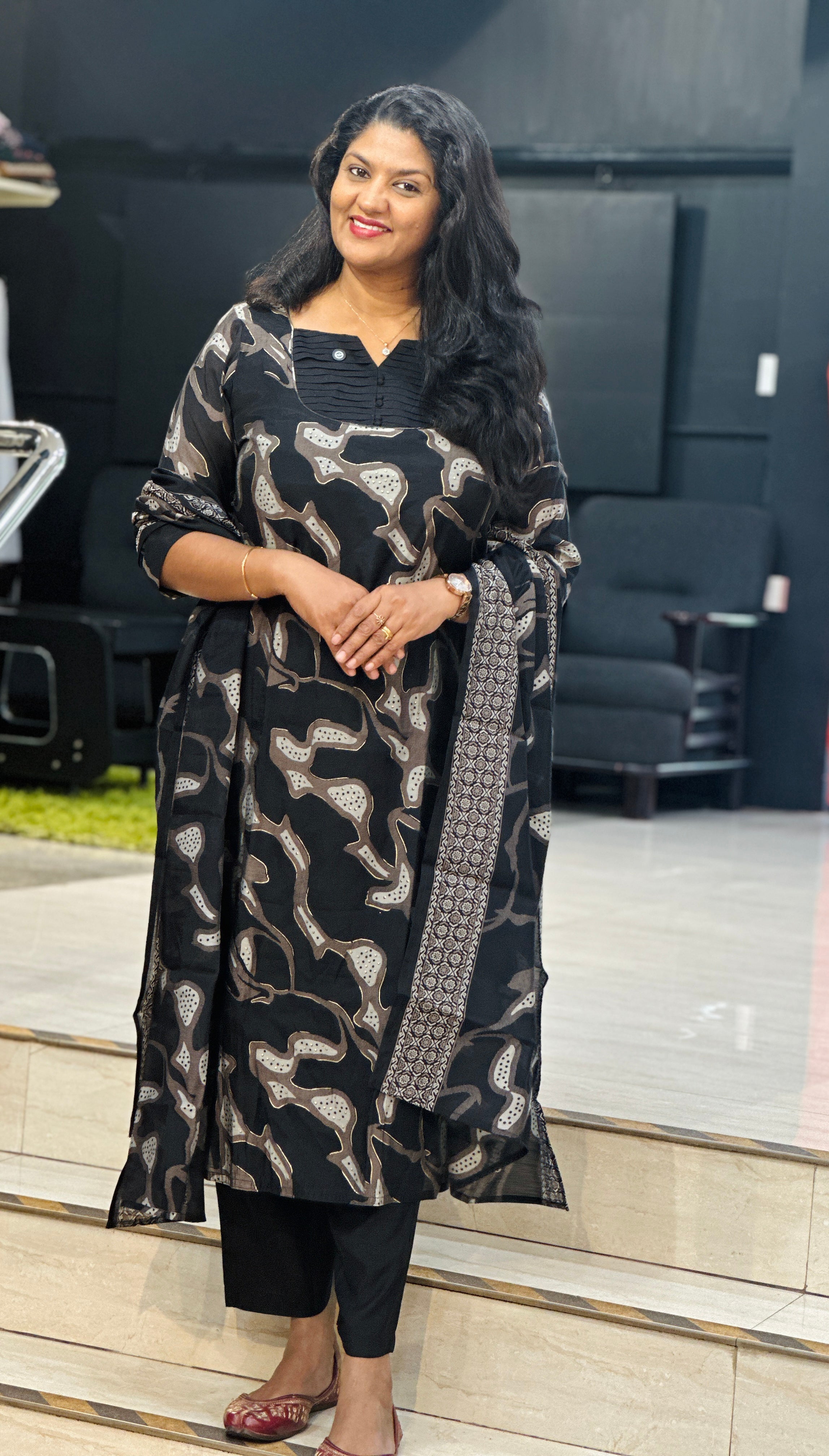 Abstract Pattern Chiffon Kurta Set | MSN294