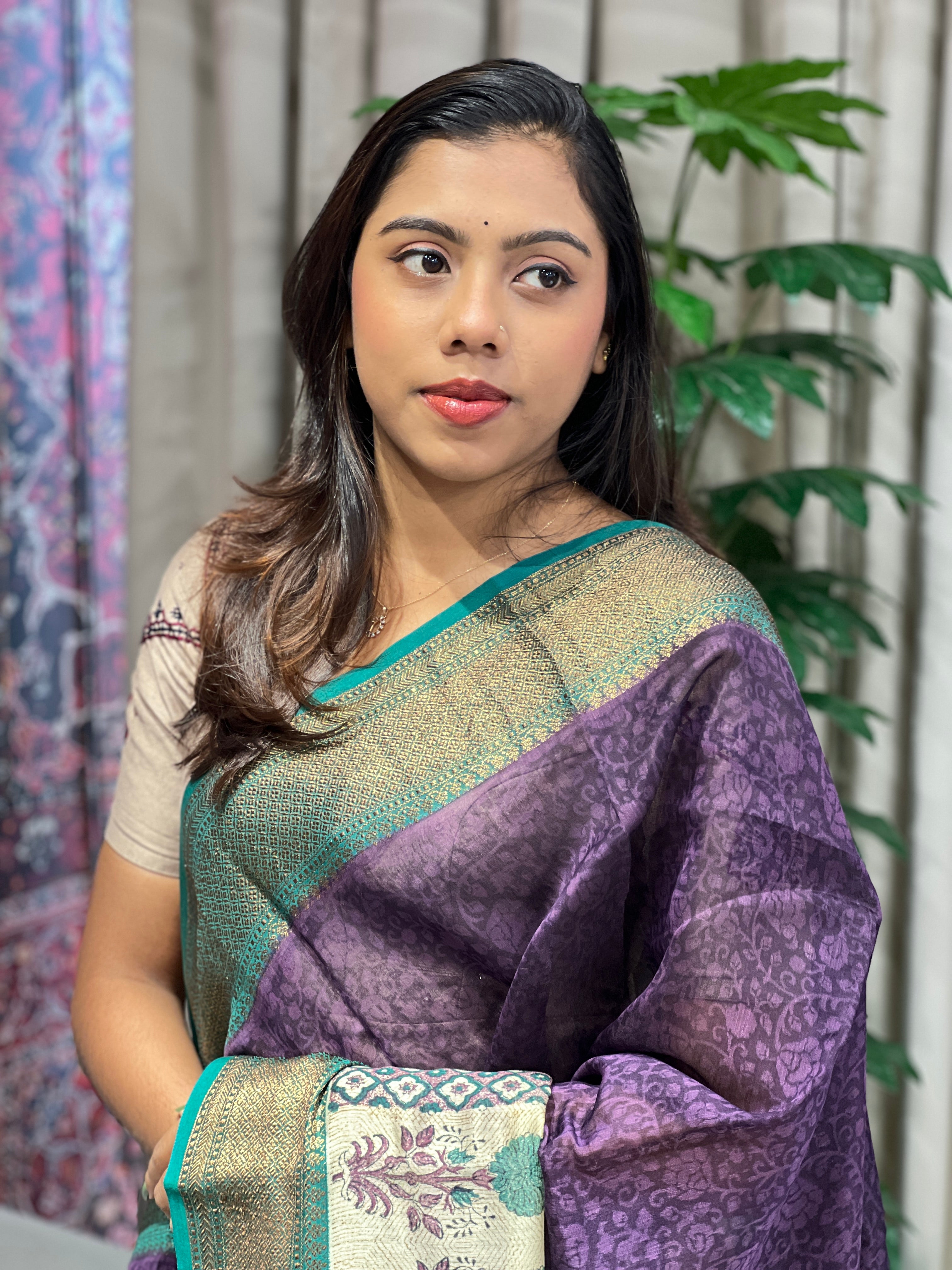 Jaal Printed Chanderi Saree | RGD973R