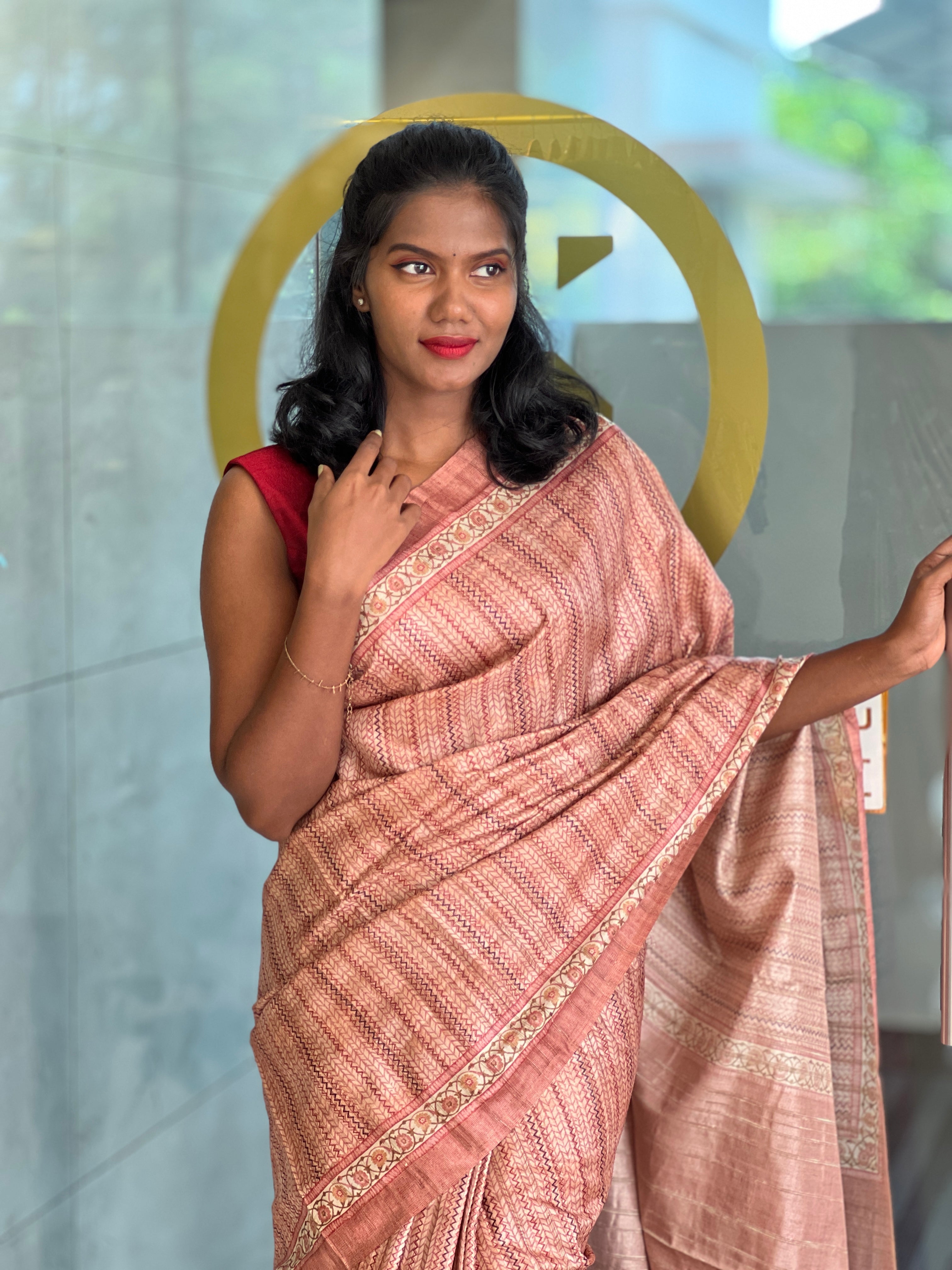 Zigzag Pattern Tussar Finish Saree | KSD231