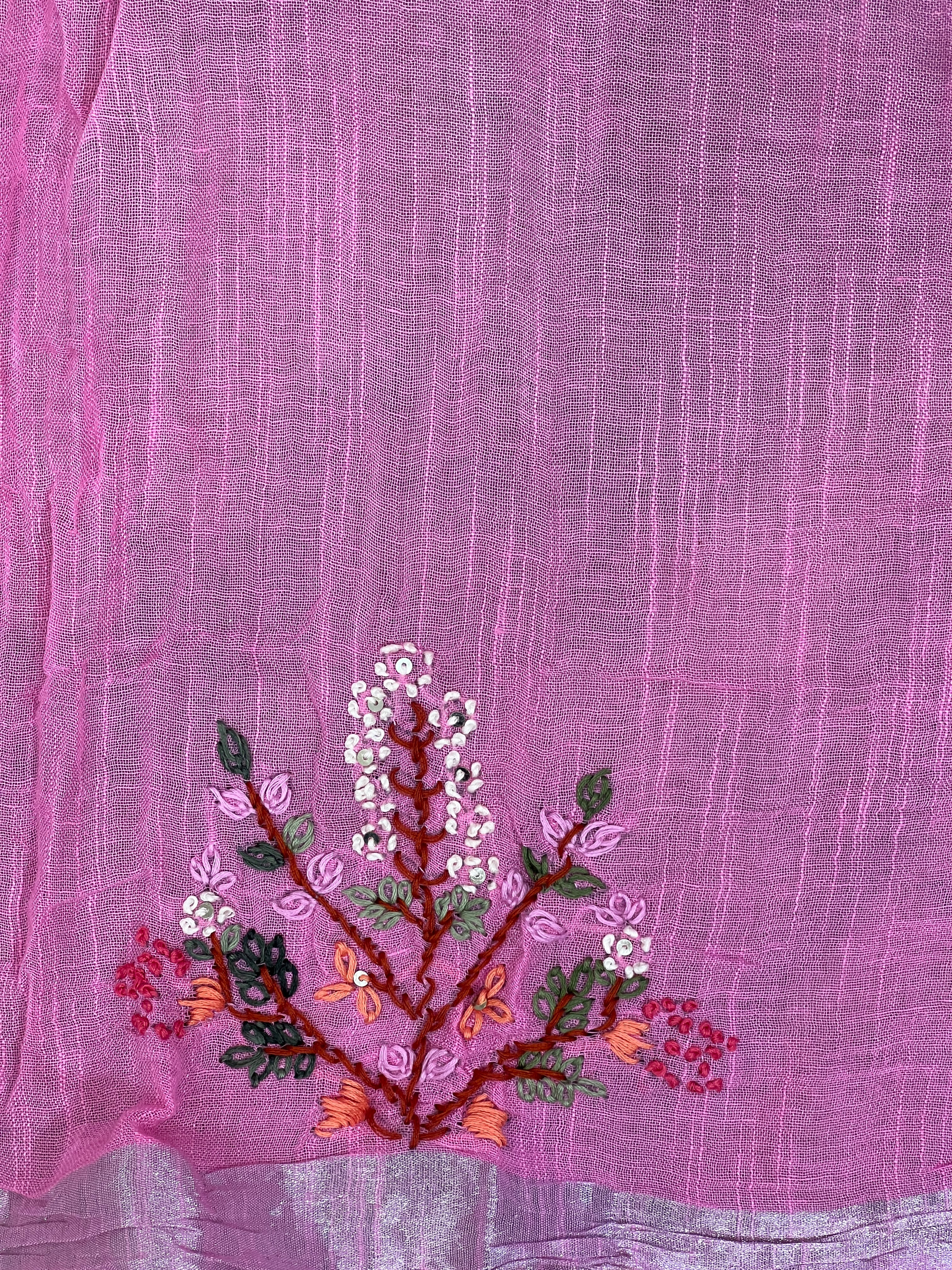 Hand Embroidered Bhagalpuri Linen Saree | RP880