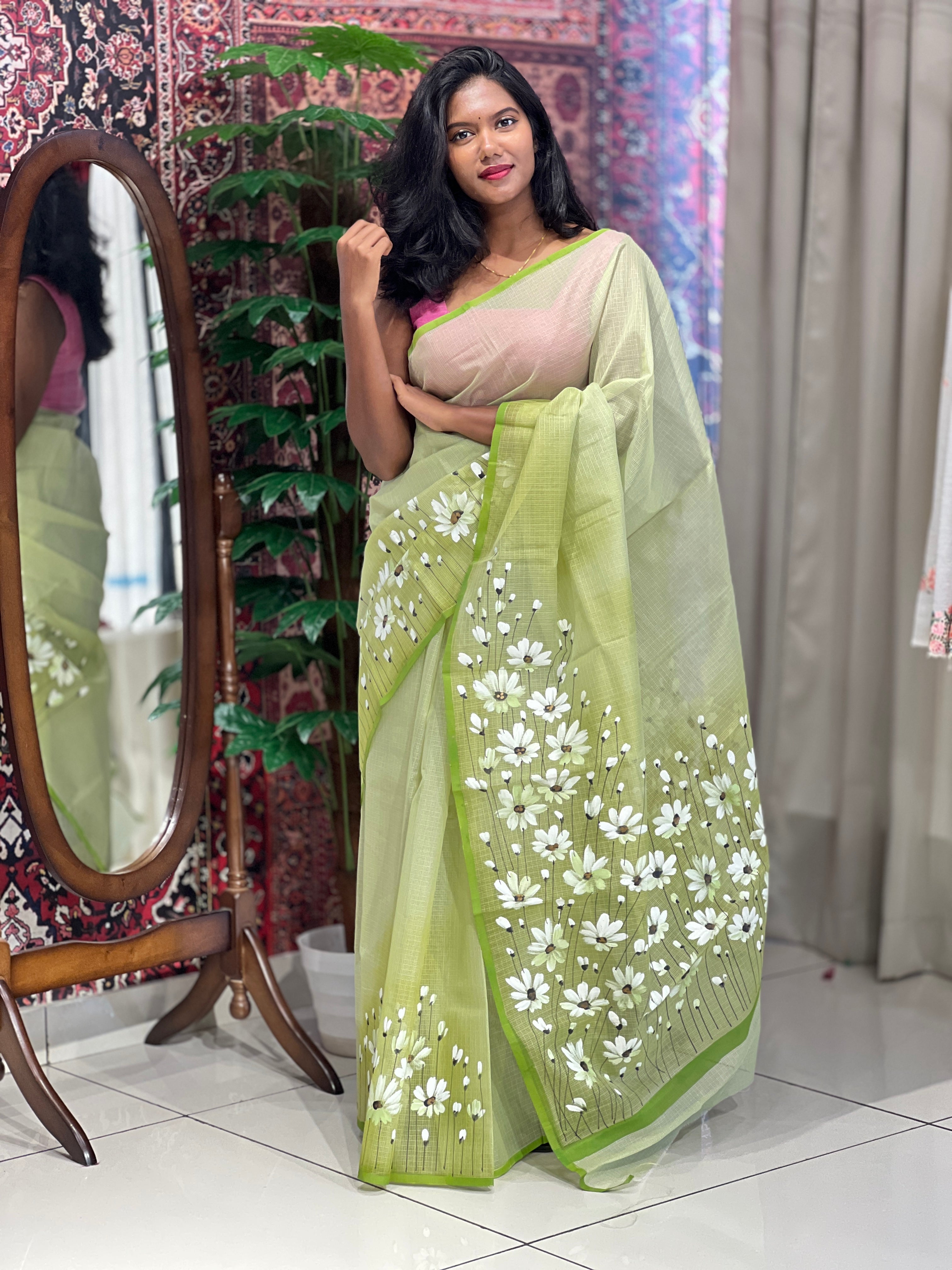 Floral Painted Silky Kota Saree | JSC349