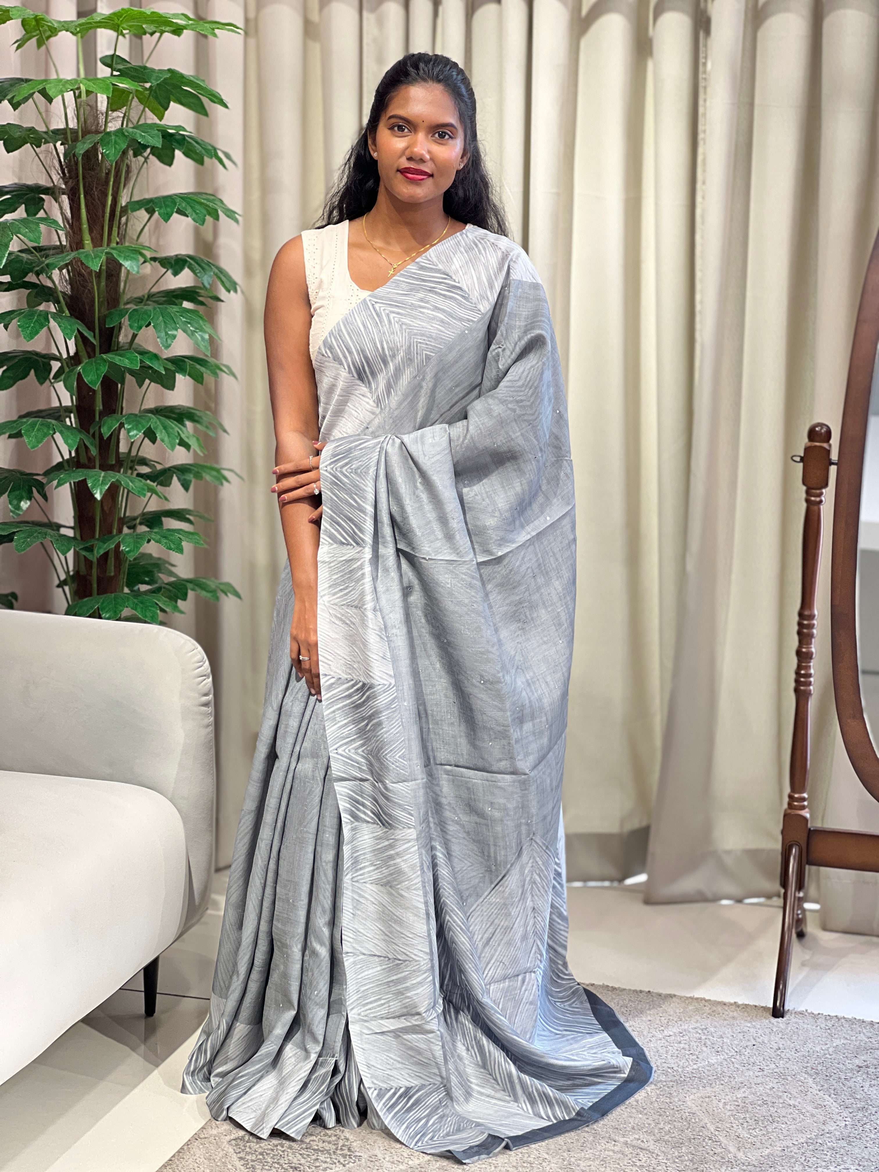 Printed Semi Tussar Saree | SSN443
