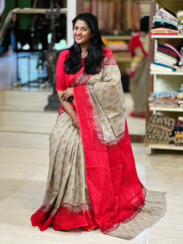 Block Printed Pure Cotton Saree | SF1357