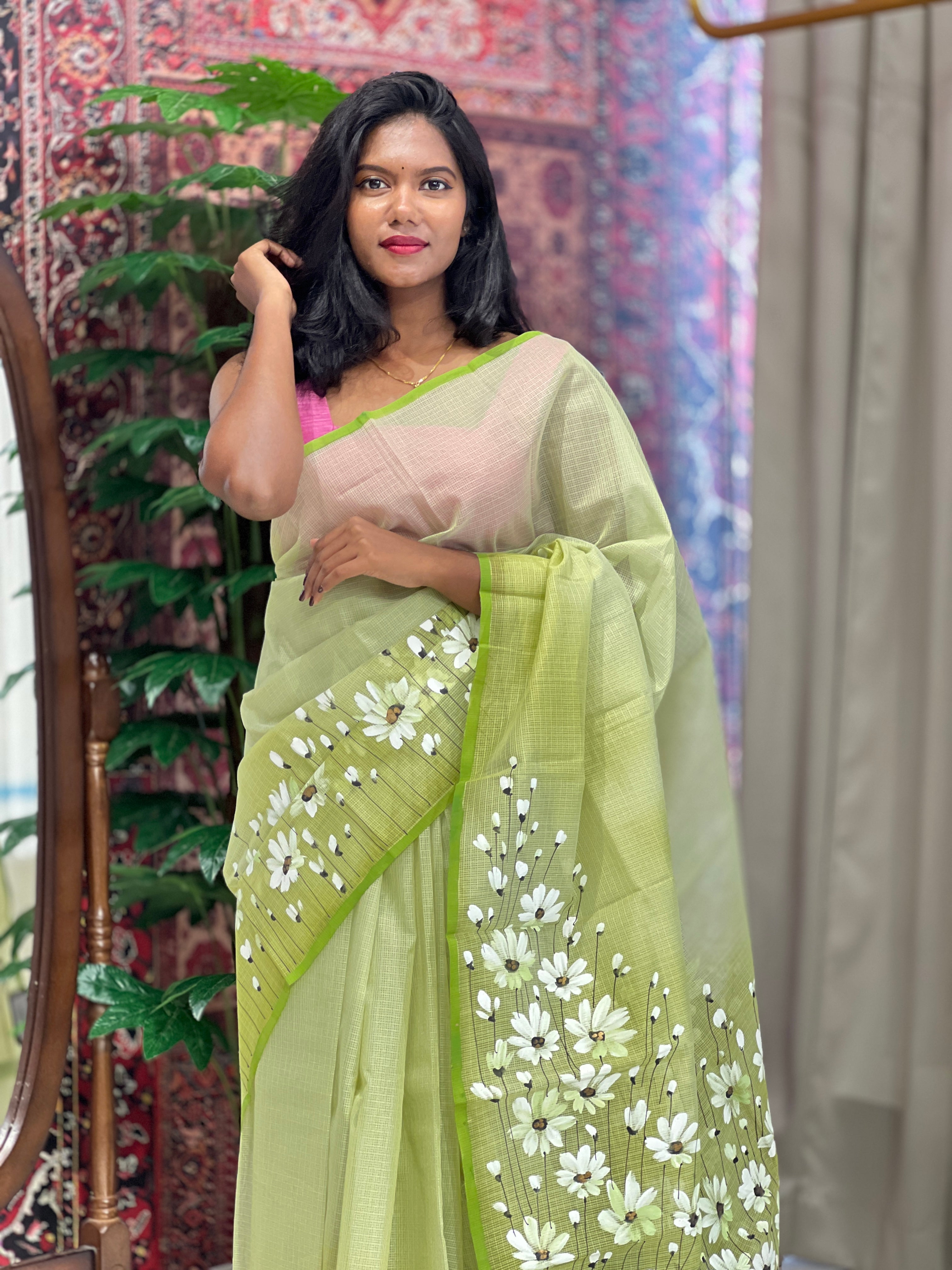 Floral Painted Silky Kota Saree | JSC349