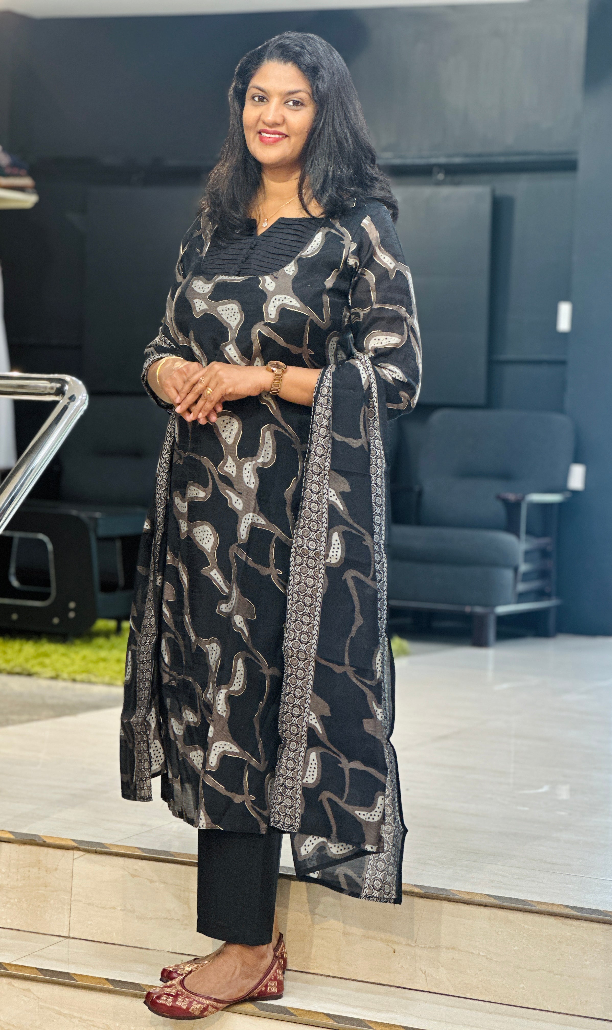 Abstract Pattern Chiffon Kurta Set | MSN294