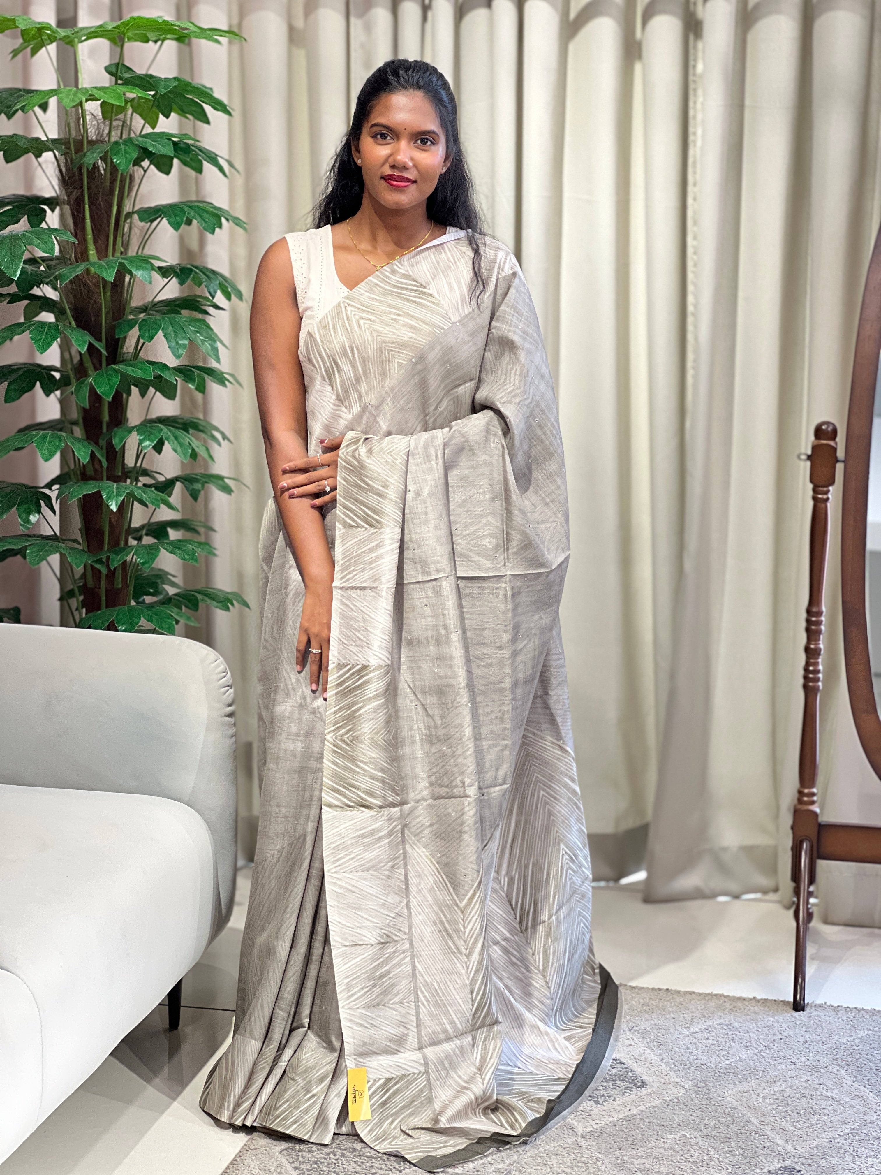 Printed Semi Tussar Saree | SSN444