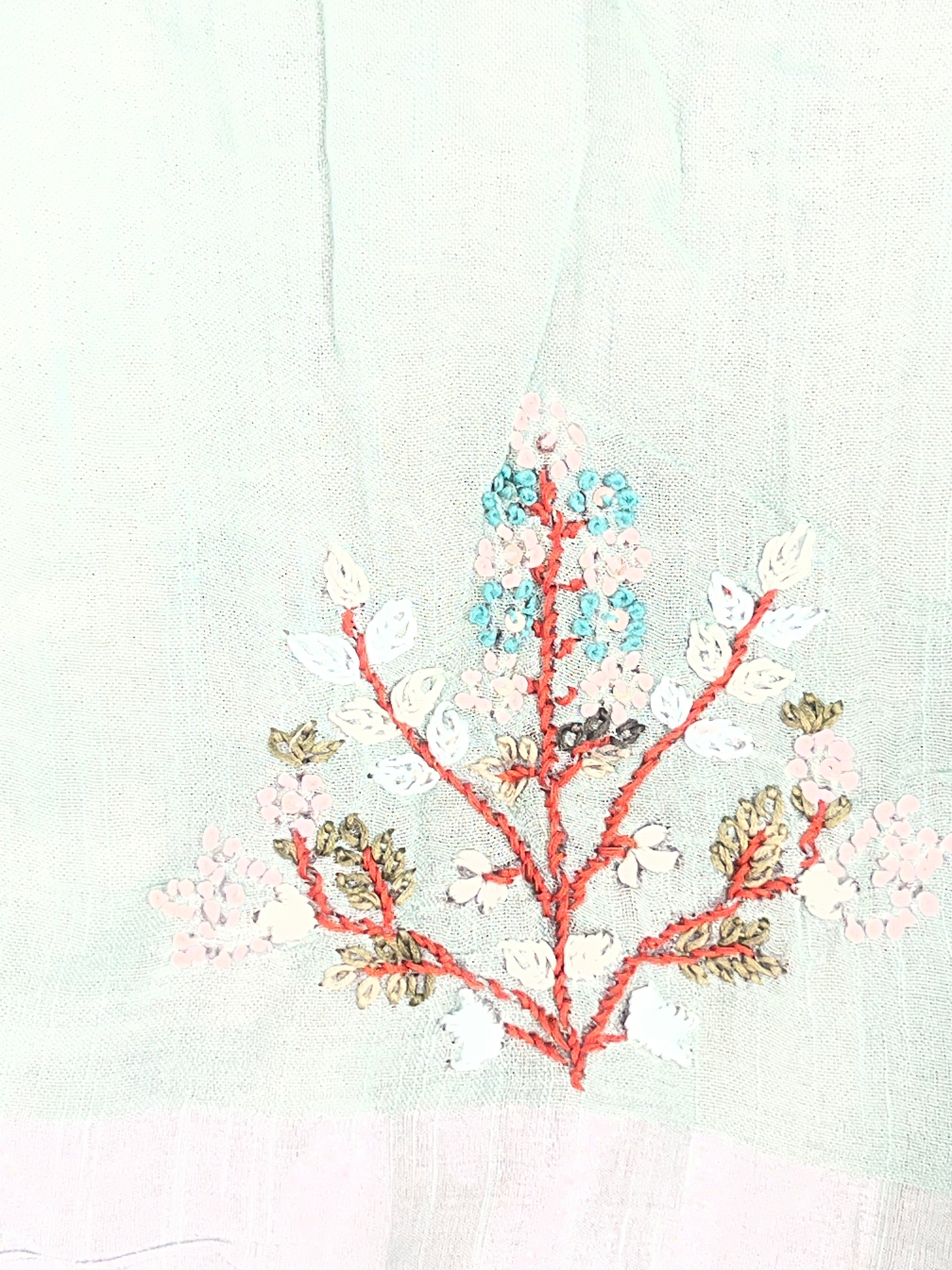 Hand Embroidered Bhagalpuri Linen Saree | RP879
