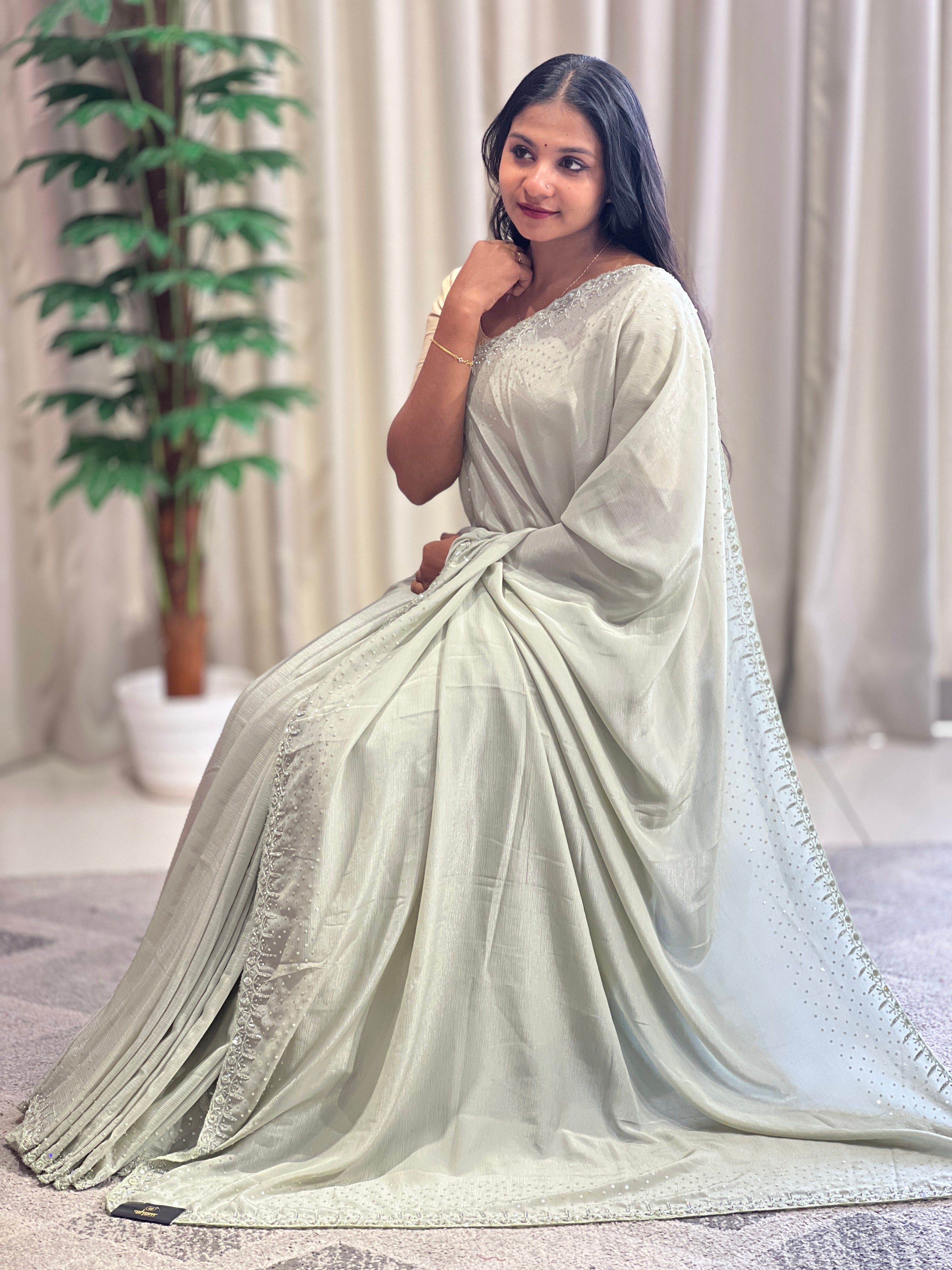 Hand Work Design Chinon Saree | SBP1005