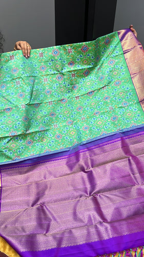 Ikat Weaving Pattern Kanchipuram Saree | AK122