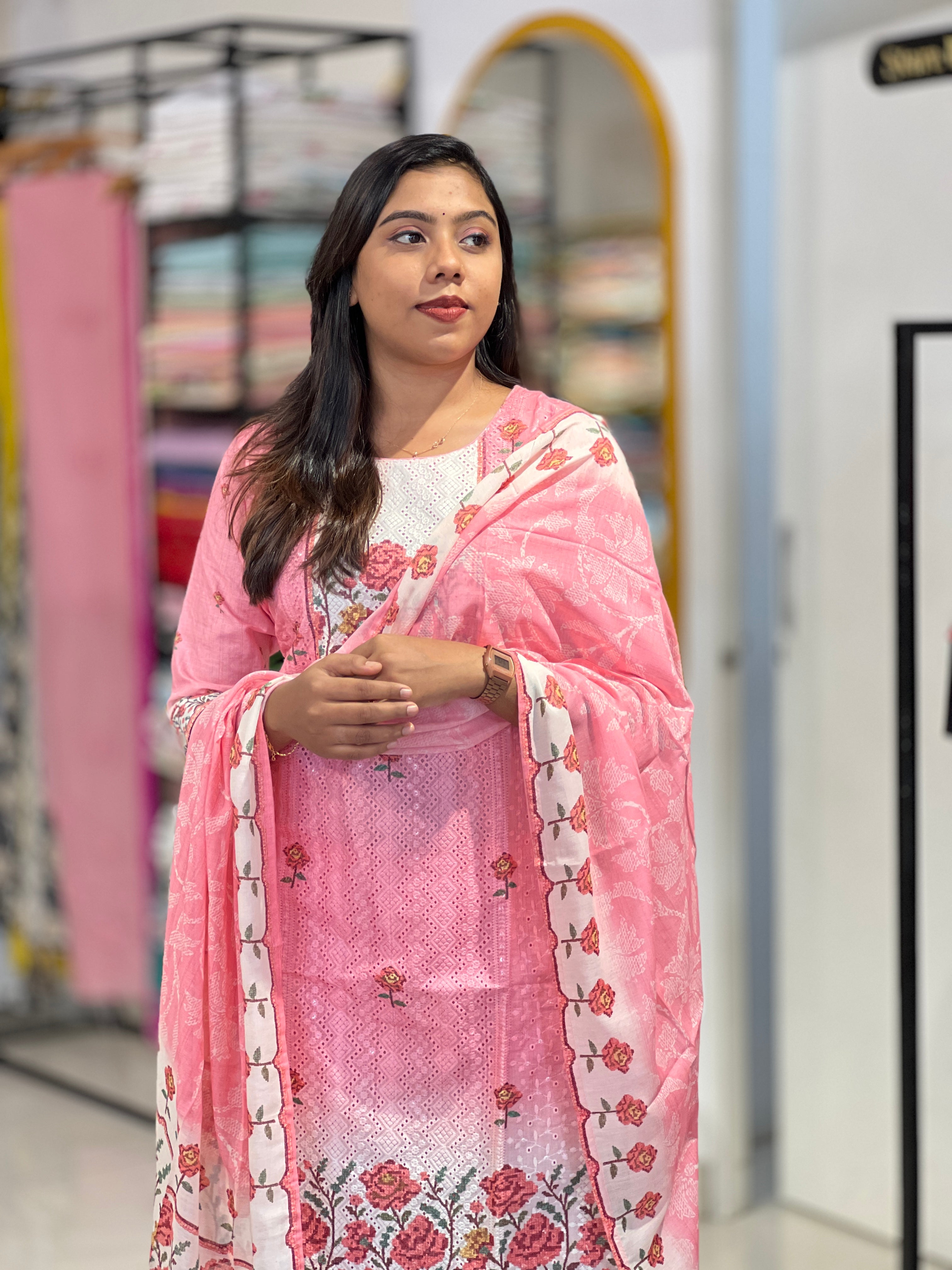 Floral Printed Pattern Cotton Kurta Set | FW410