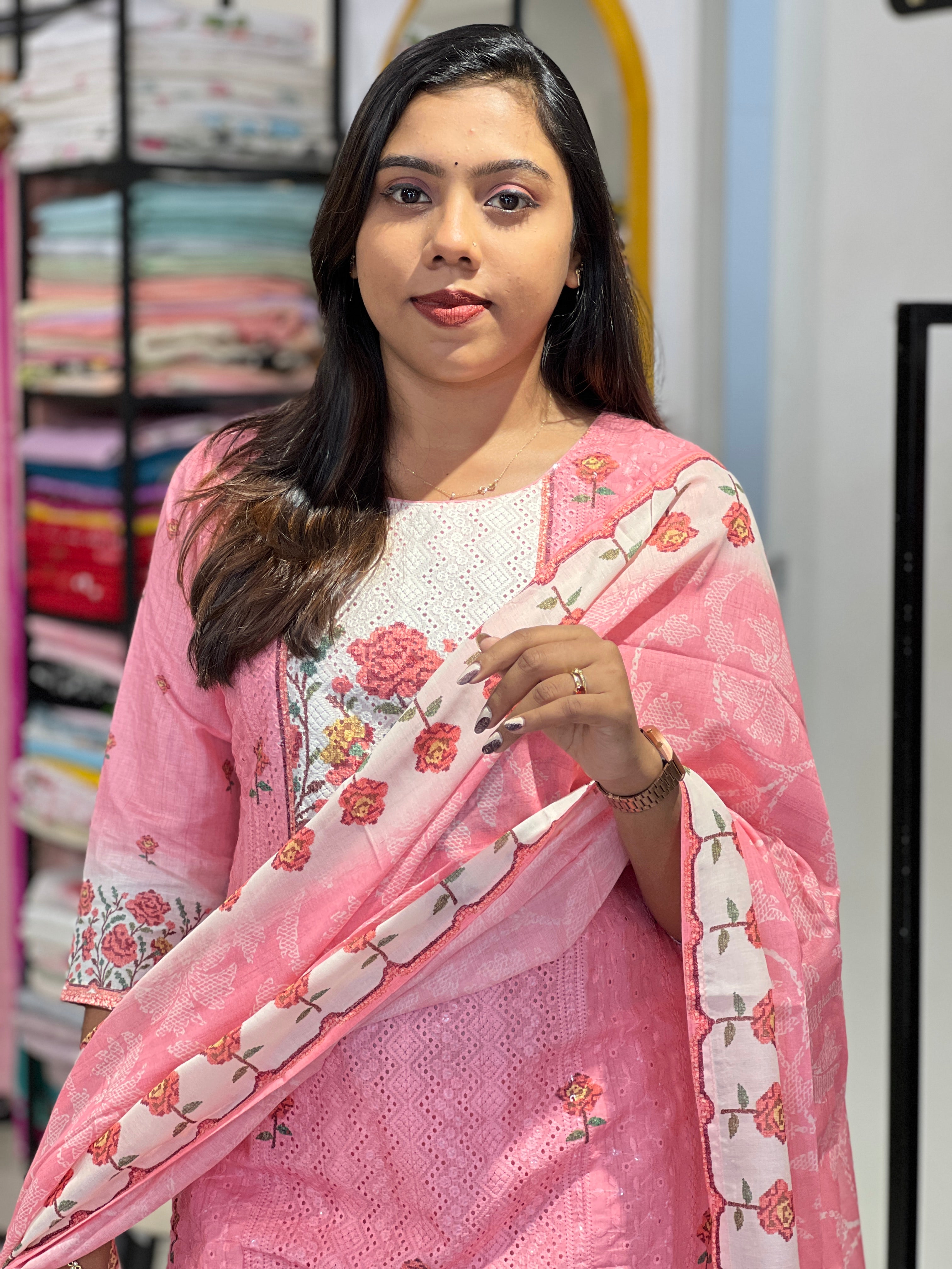 Floral Printed Pattern Cotton Kurta Set | FW410