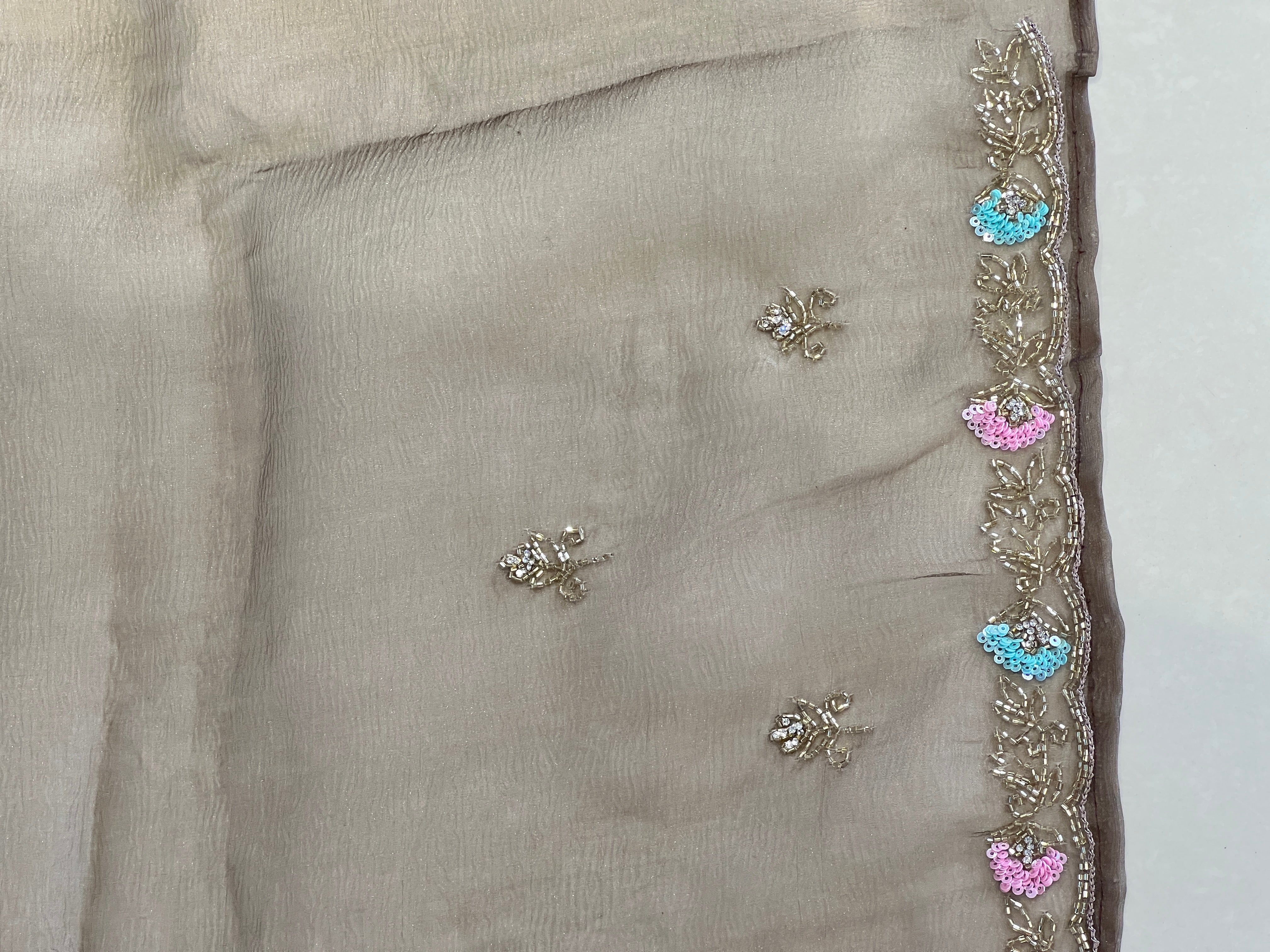 Hand Work Design Glass Organza Saree | SBP939