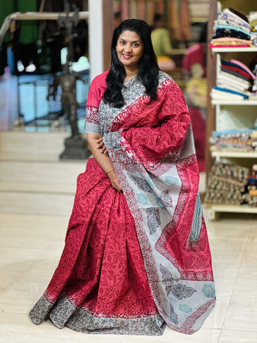 Block Printed Pure Cotton Saree | SF1353