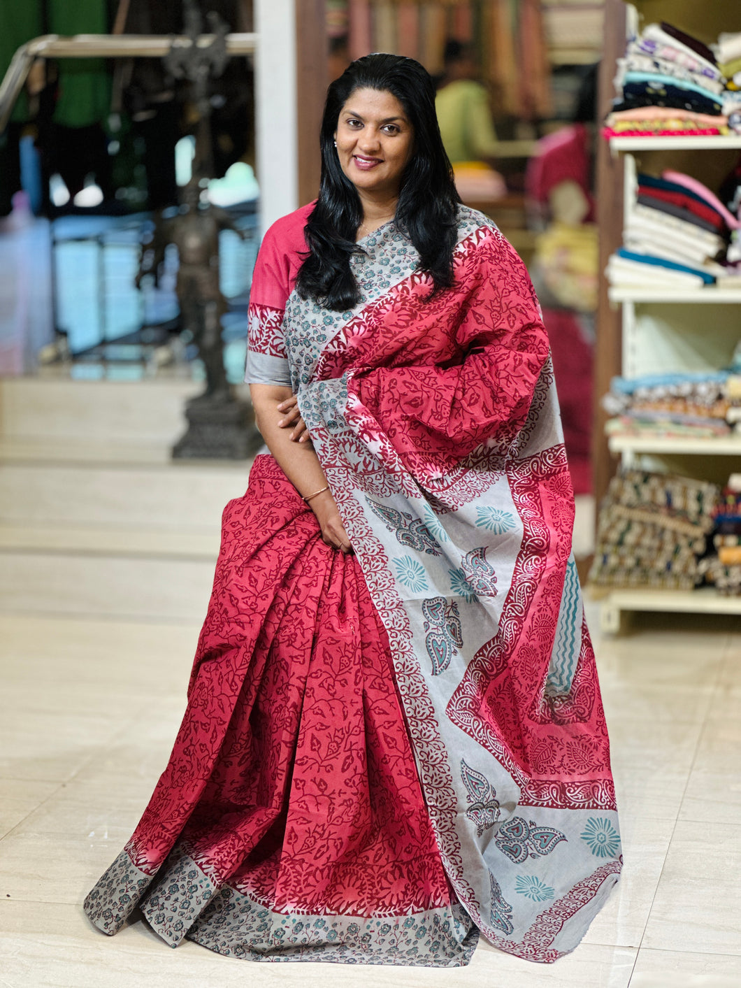 Block Printed Pure Cotton Saree | SF1353