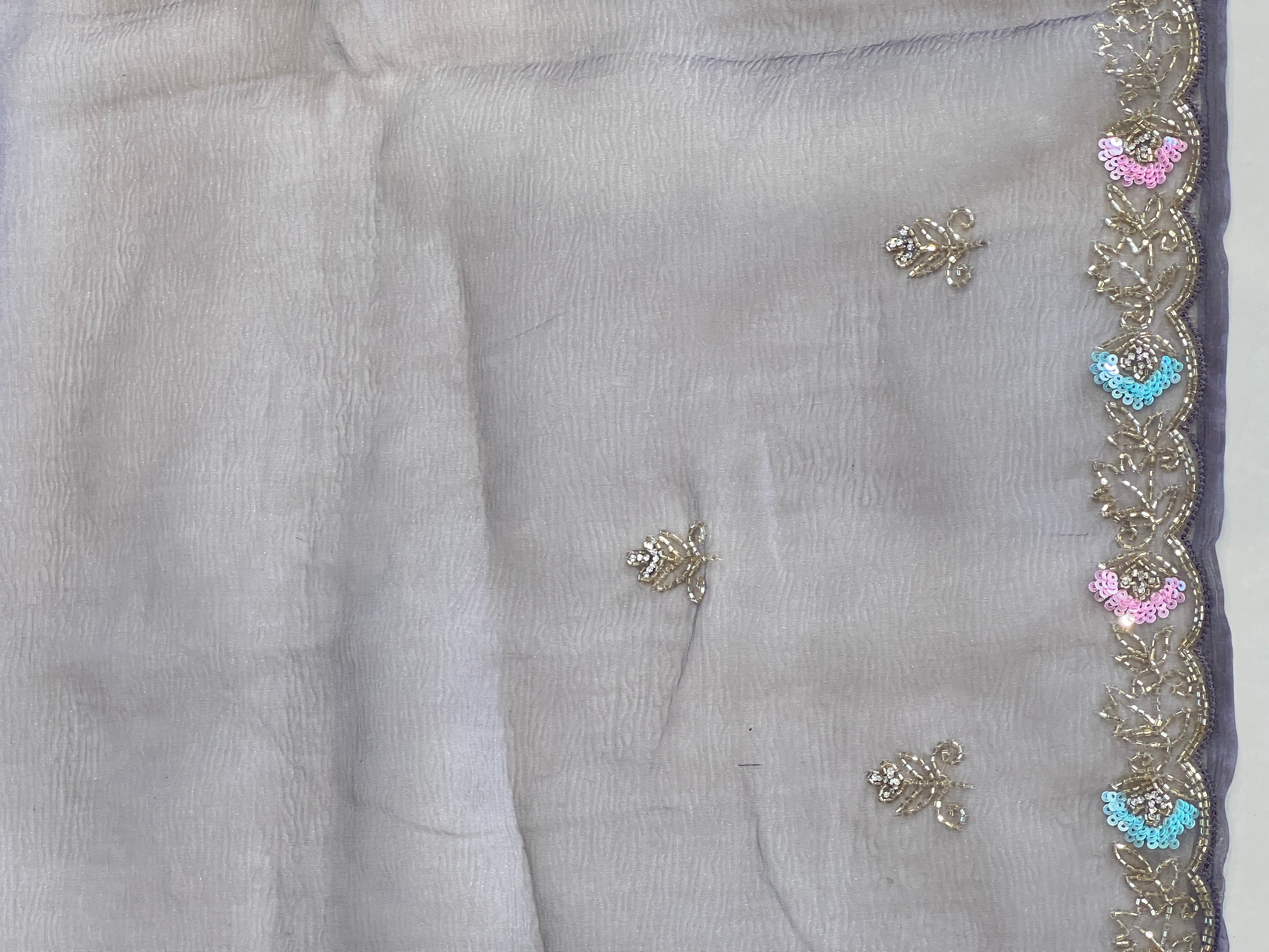 Hand Work Design Glass Organza Saree | SBP942