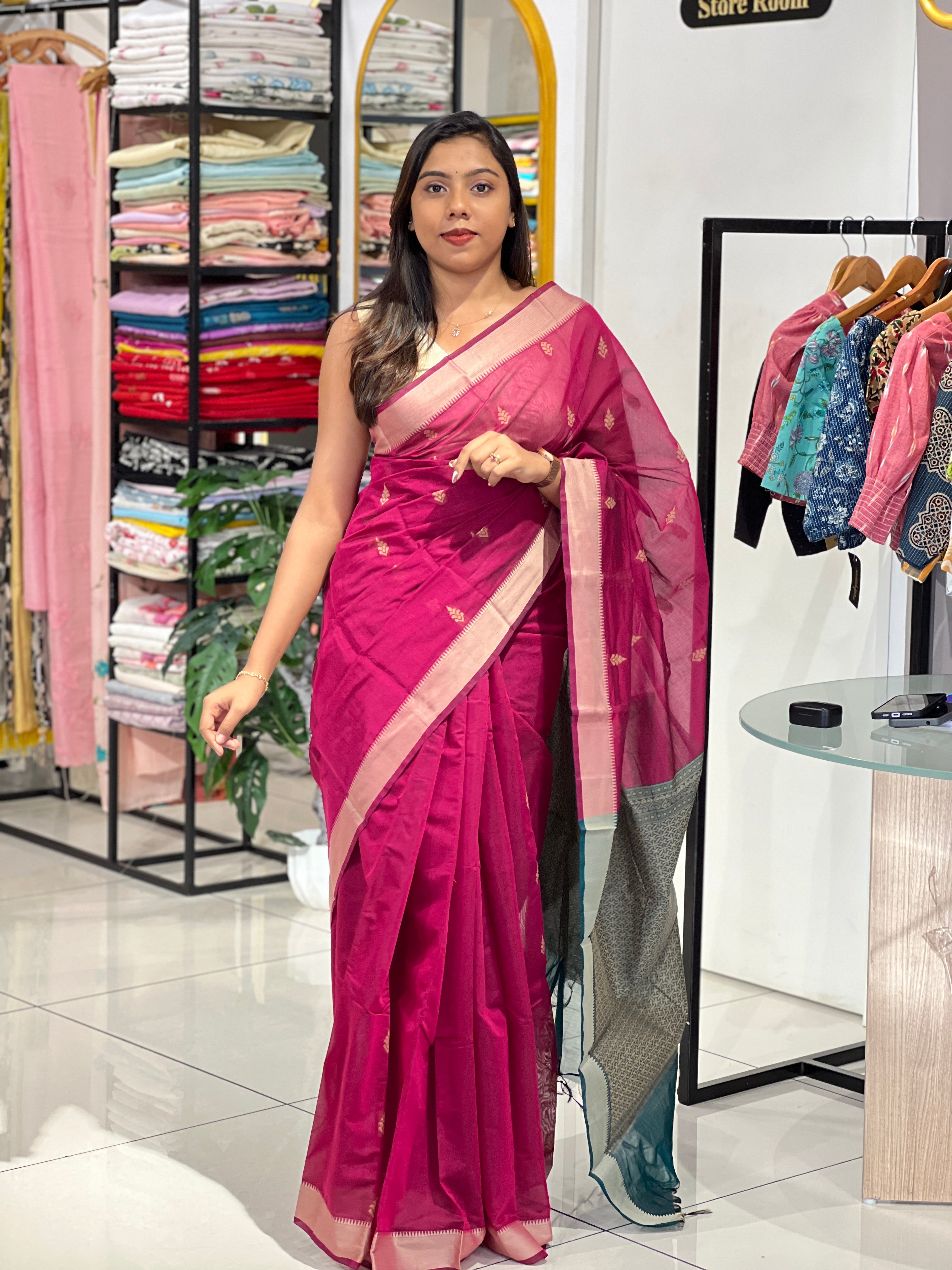Thread Woven Buta Pattern Cotton Silk Saree | RAT117