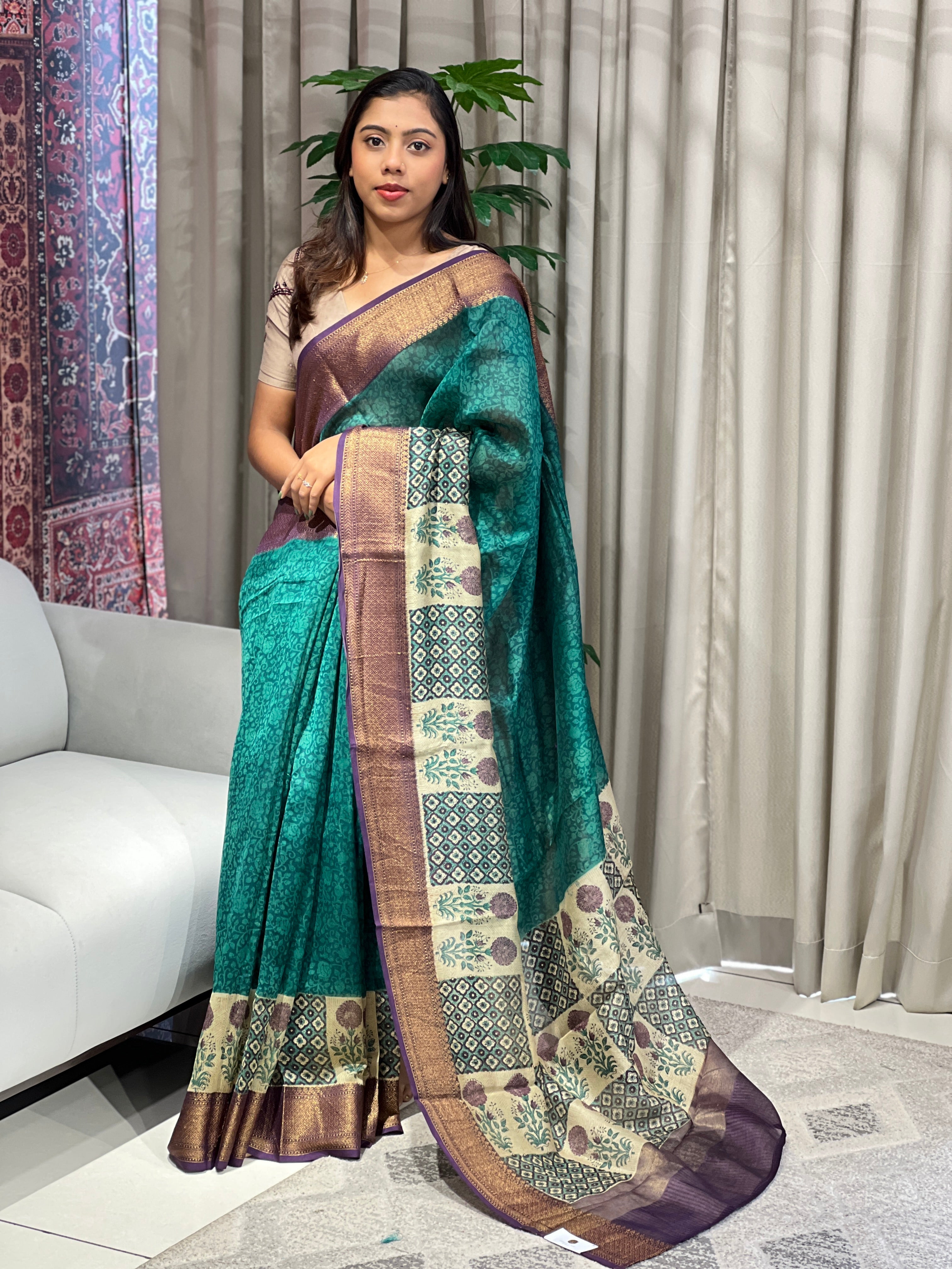 Jaal Printed Chanderi Saree | RGD972R