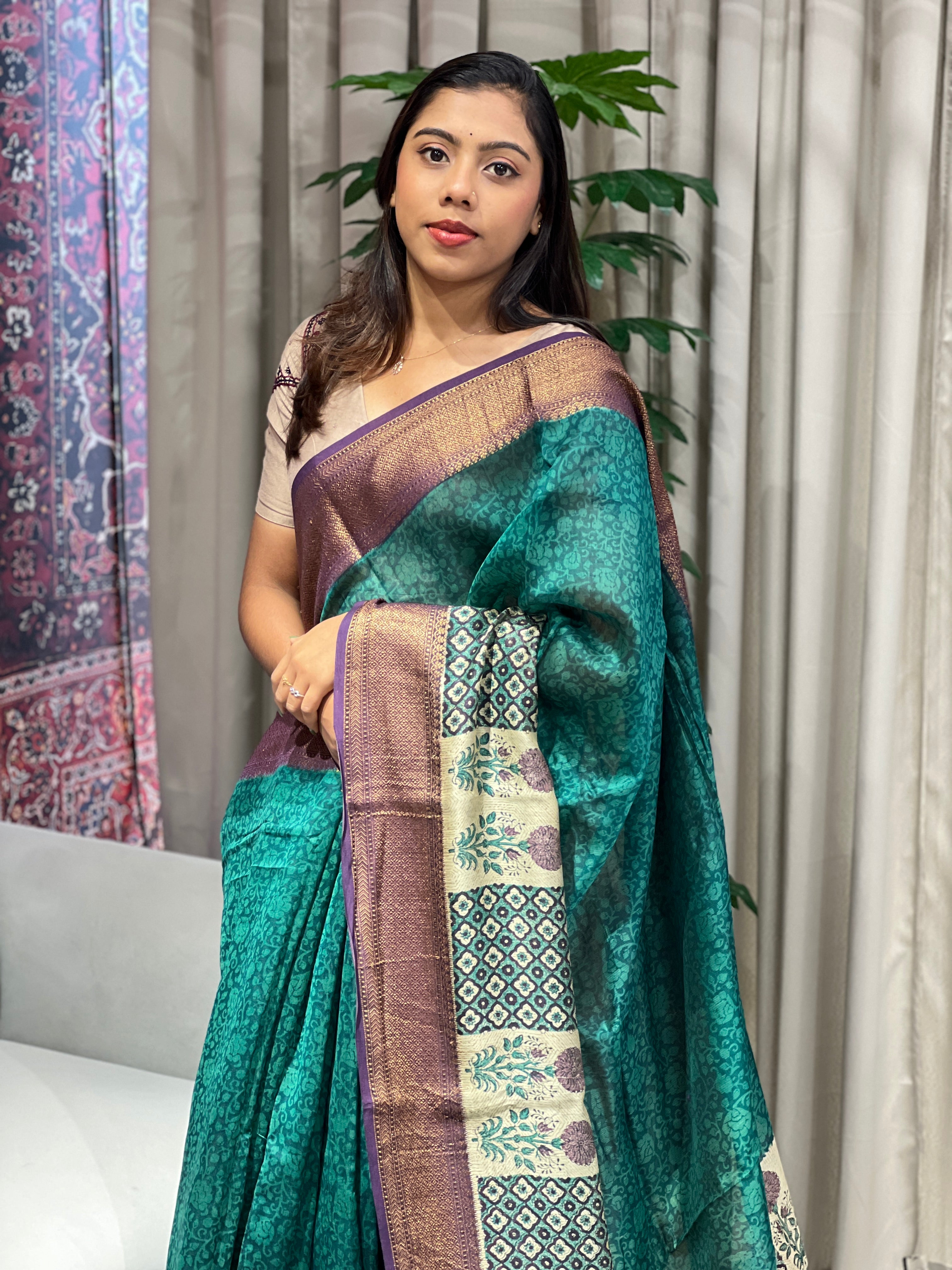 Jaal Printed Chanderi Saree | RGD972R