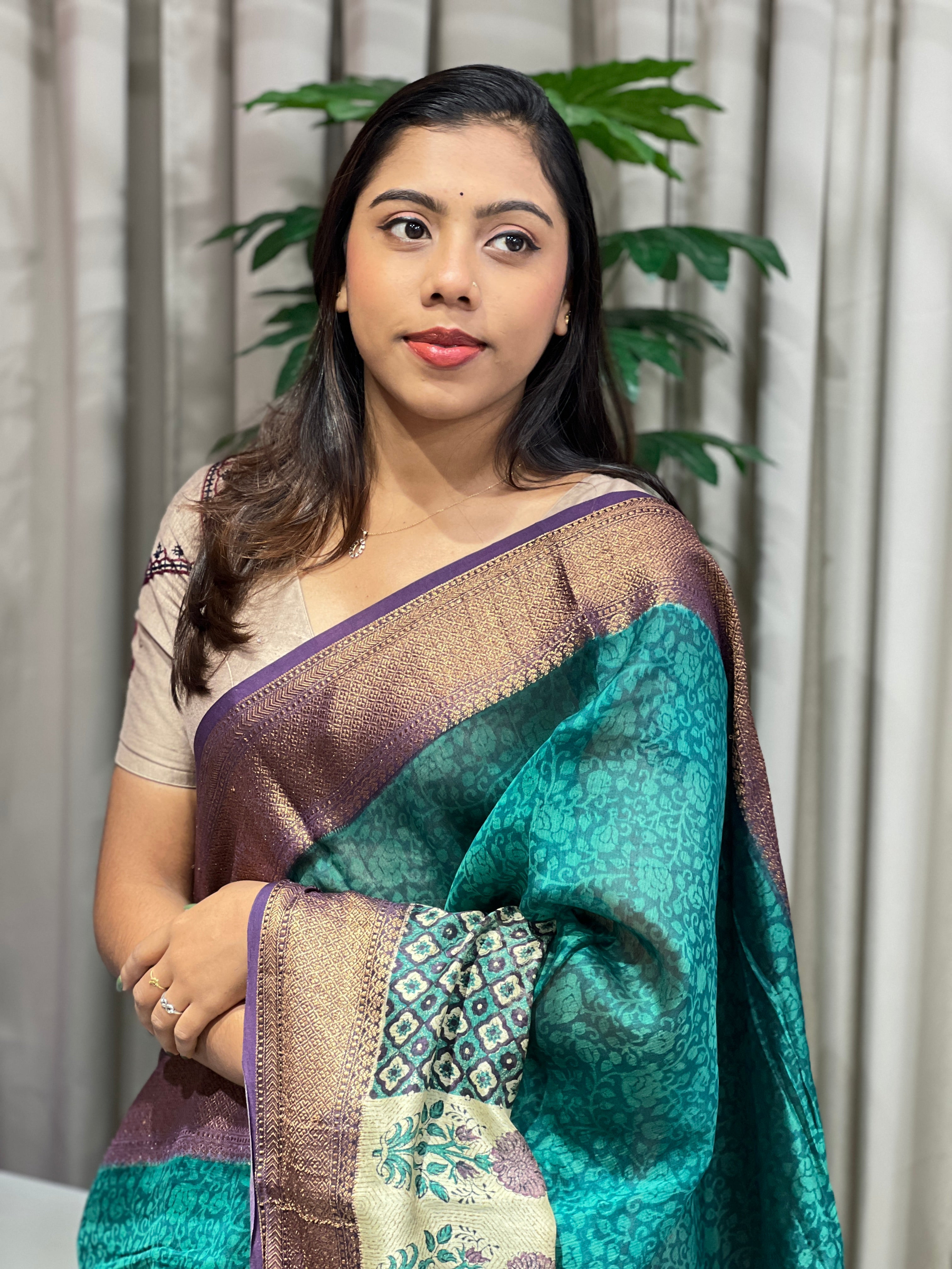 Jaal Printed Chanderi Saree | RGD972R