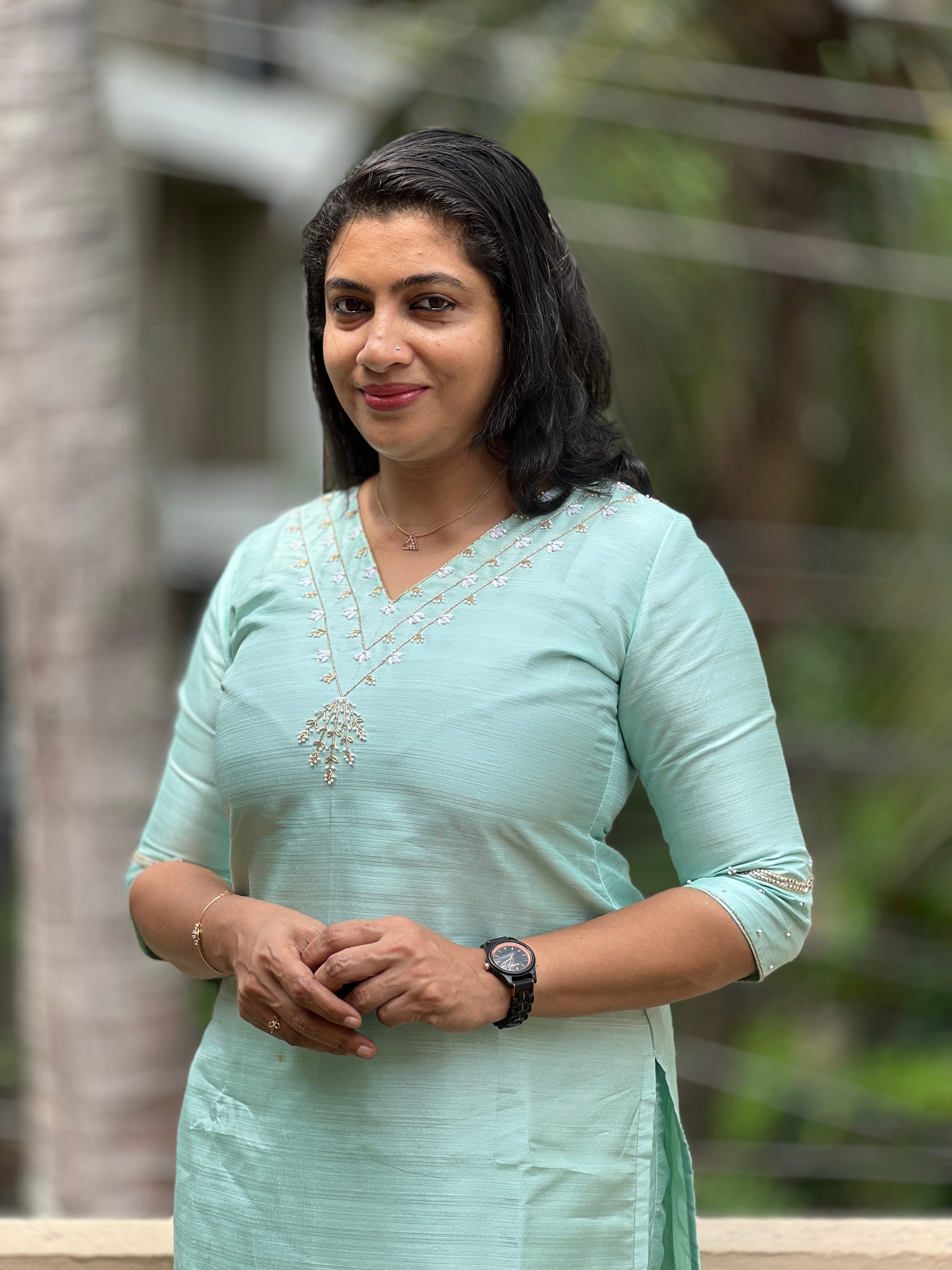 Hand Work Raw Cotton  Kurta & Bottom Set | DN488