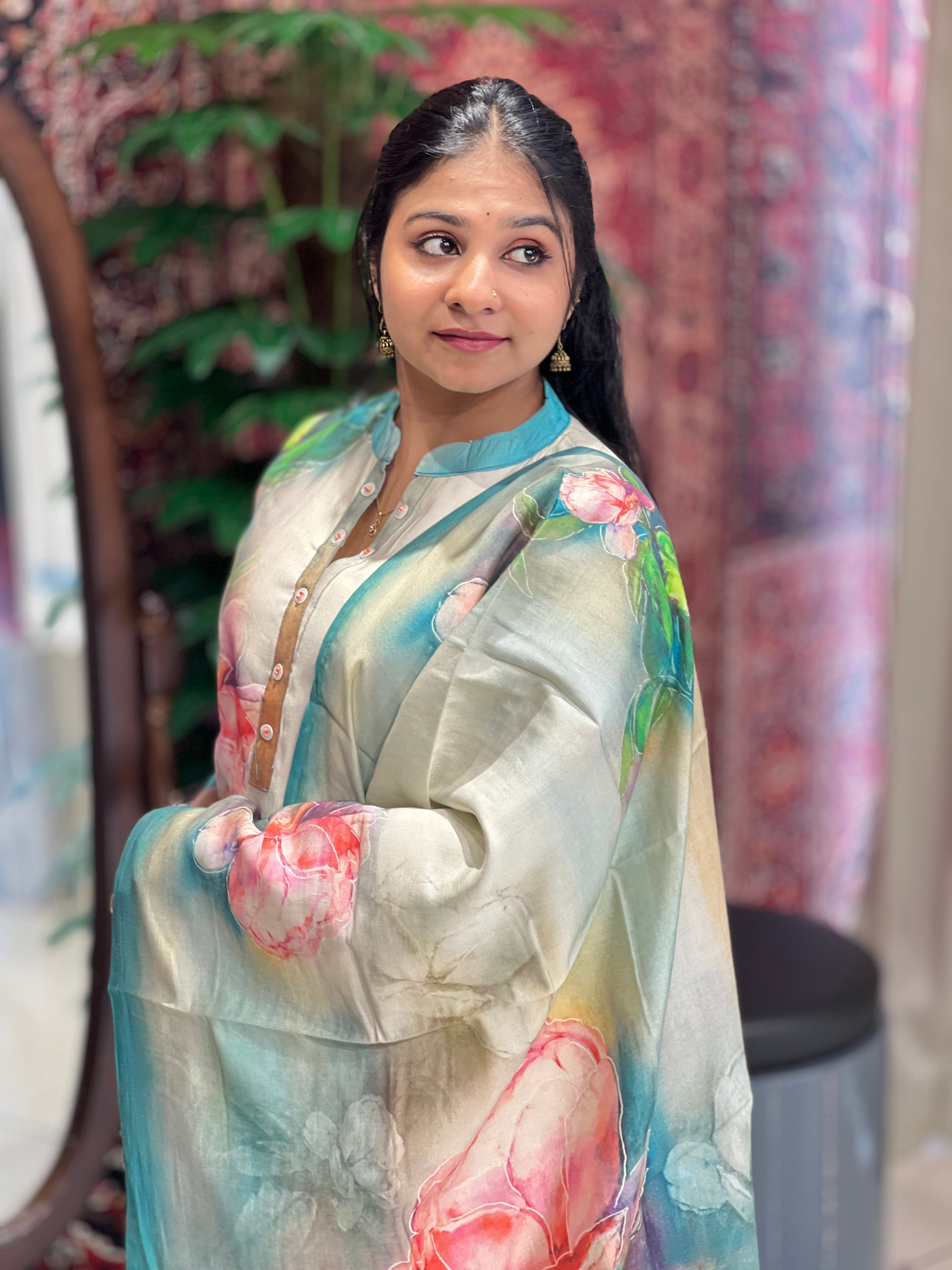 Floral Digital Printed Muslin Kurta Set | AFD108